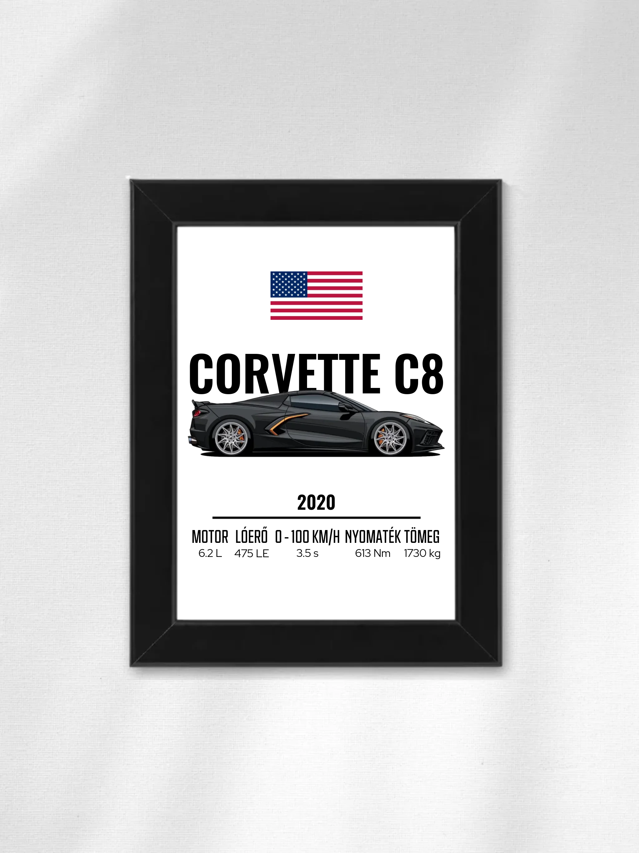 Autó illusztráció - Corvette C8 3. - Falikép