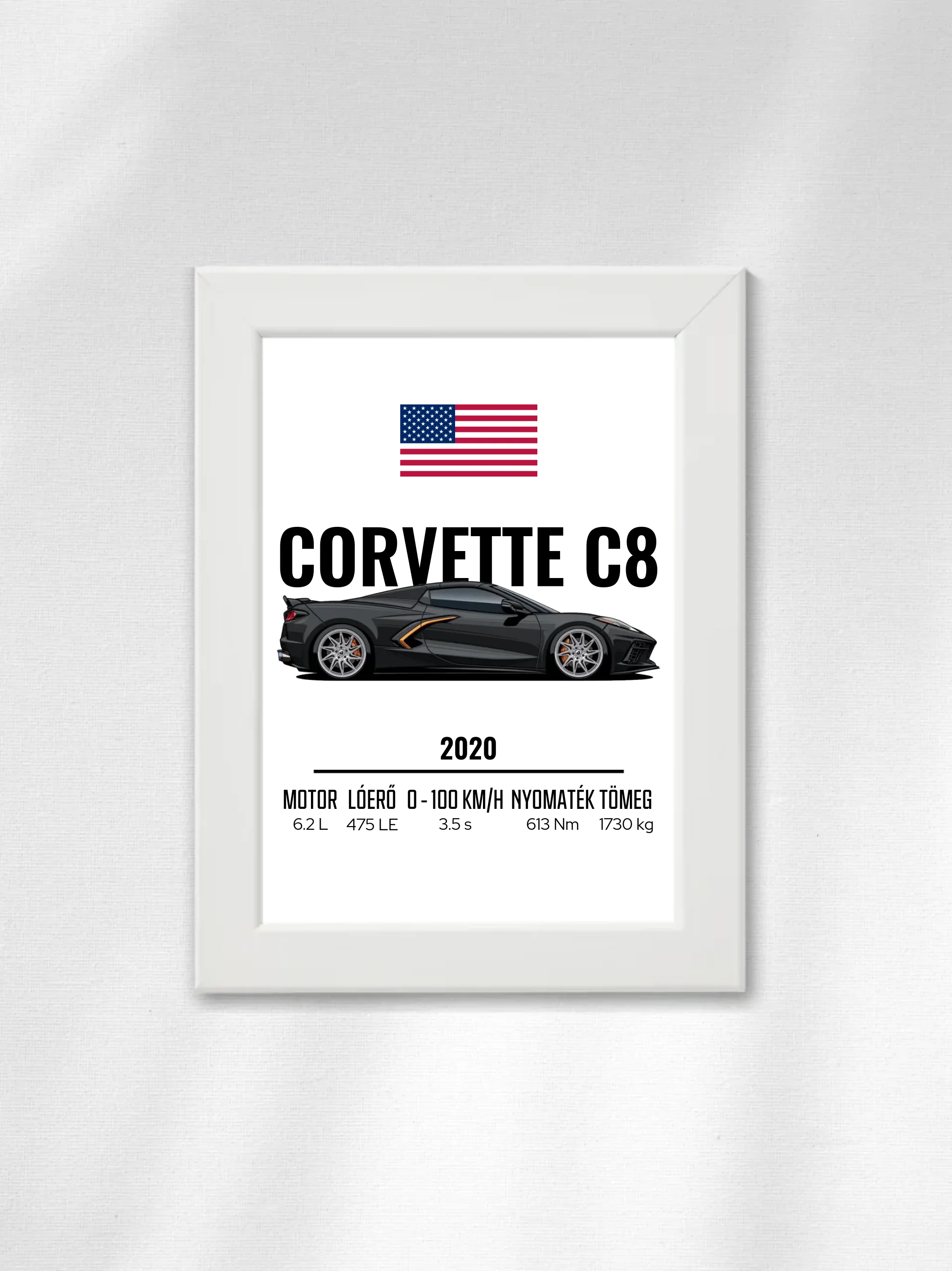 Autó illusztráció - Corvette C8 3. - Falikép