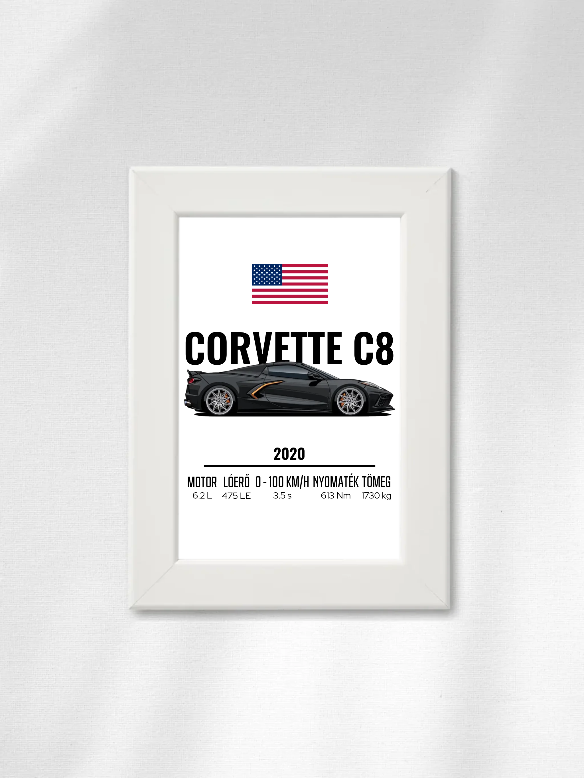 Autó illusztráció - Corvette C8 3. - Falikép