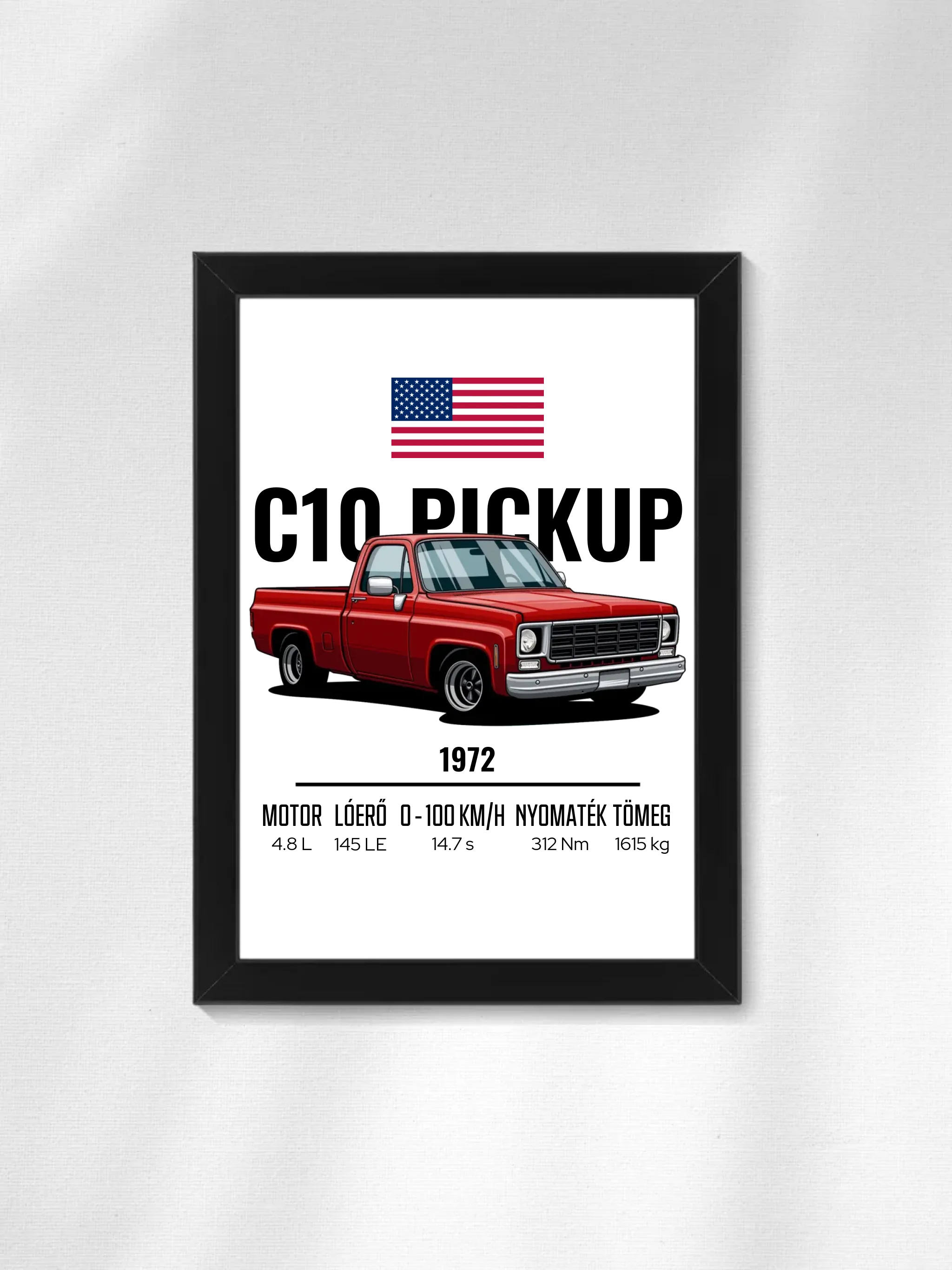 Autó illusztráció - C10 Pickup 1. - Falikép