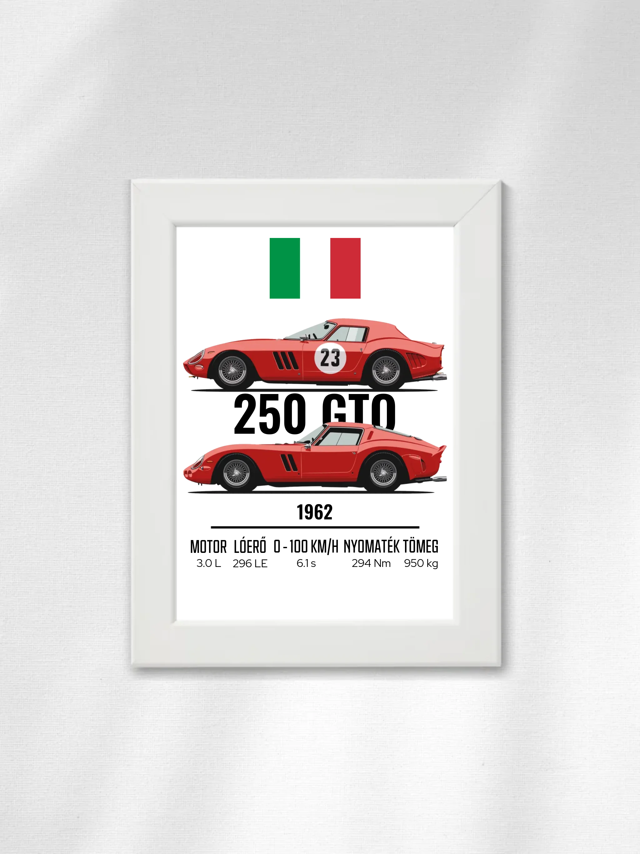 Autó illusztráció - 250 GTO 8. - Falikép