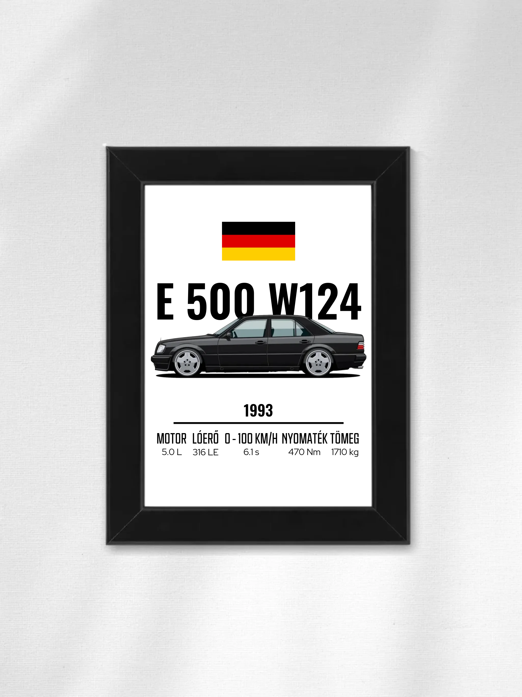 Autó illusztráció - E500 W124 42. - Falikép