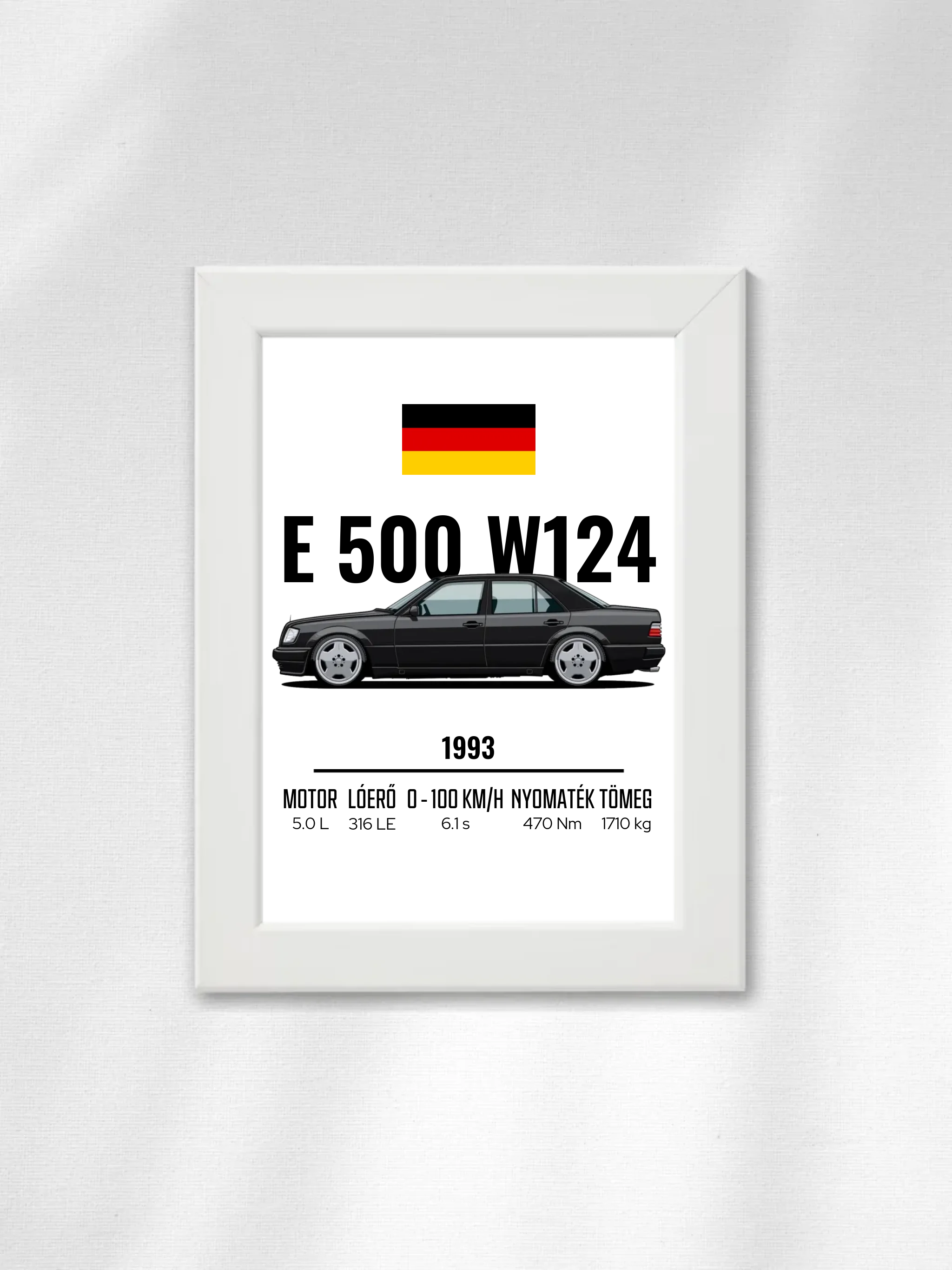 Autó illusztráció - E500 W124 42. - Falikép