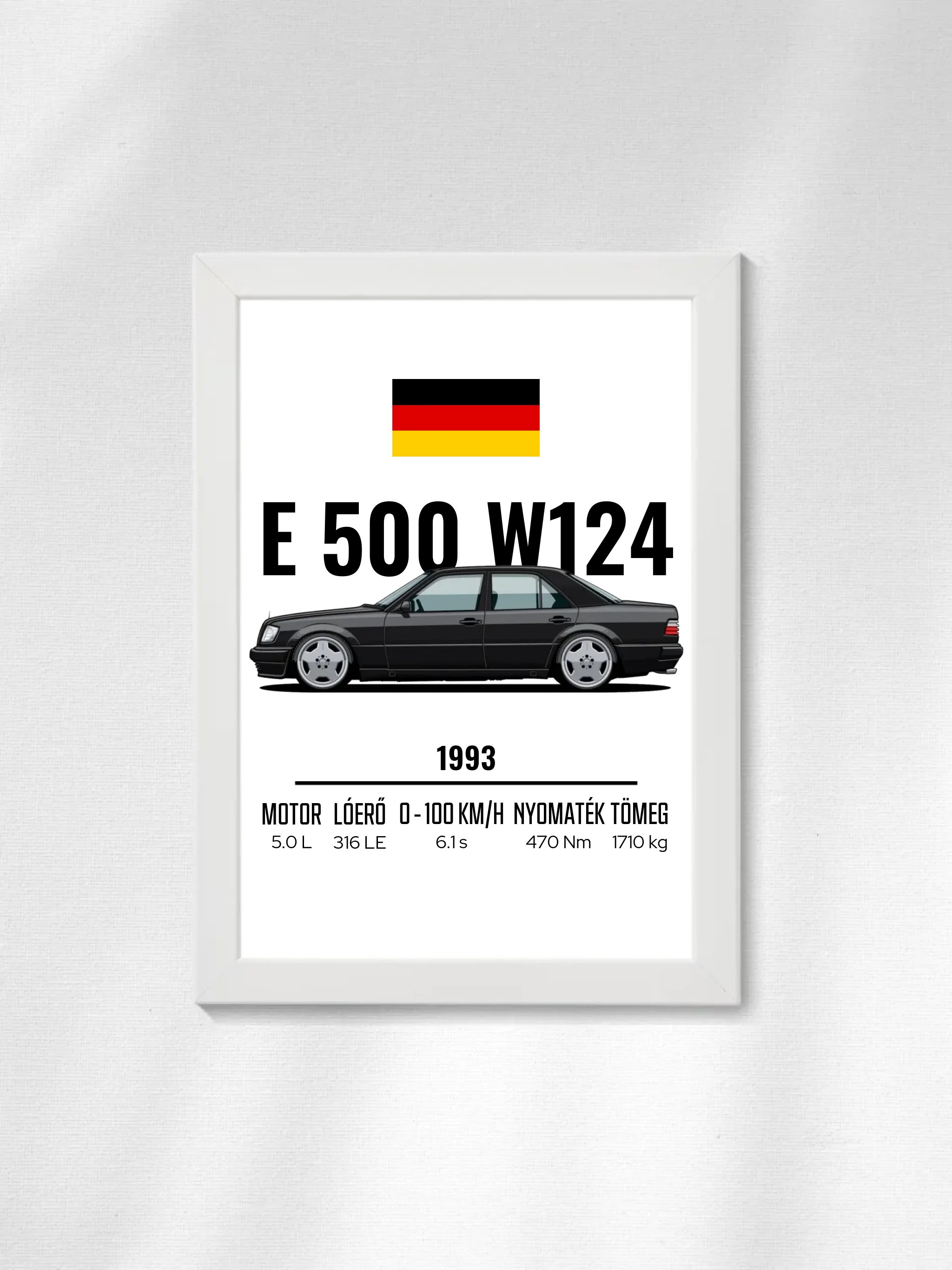 Autó illusztráció - E500 W124 42. - Falikép