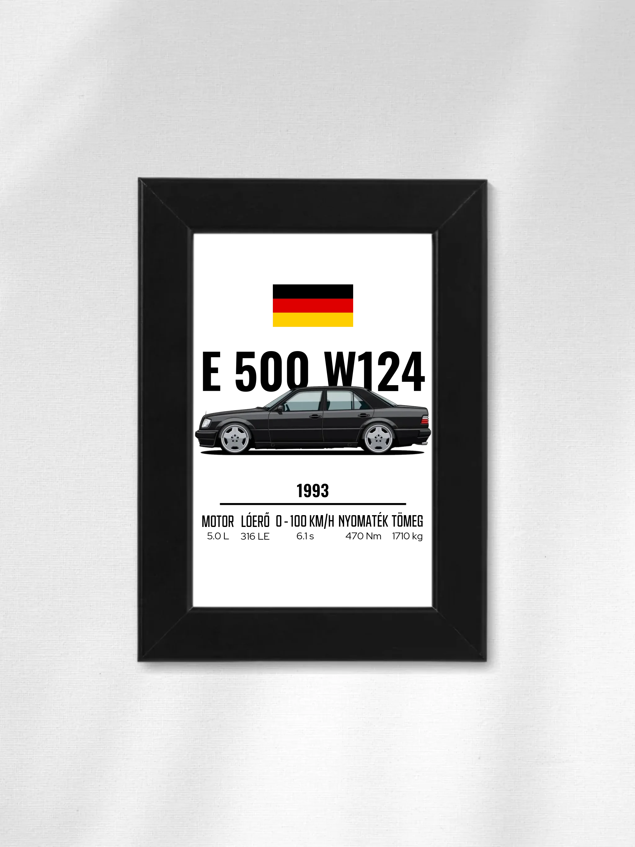 Autó illusztráció - E500 W124 42. - Falikép
