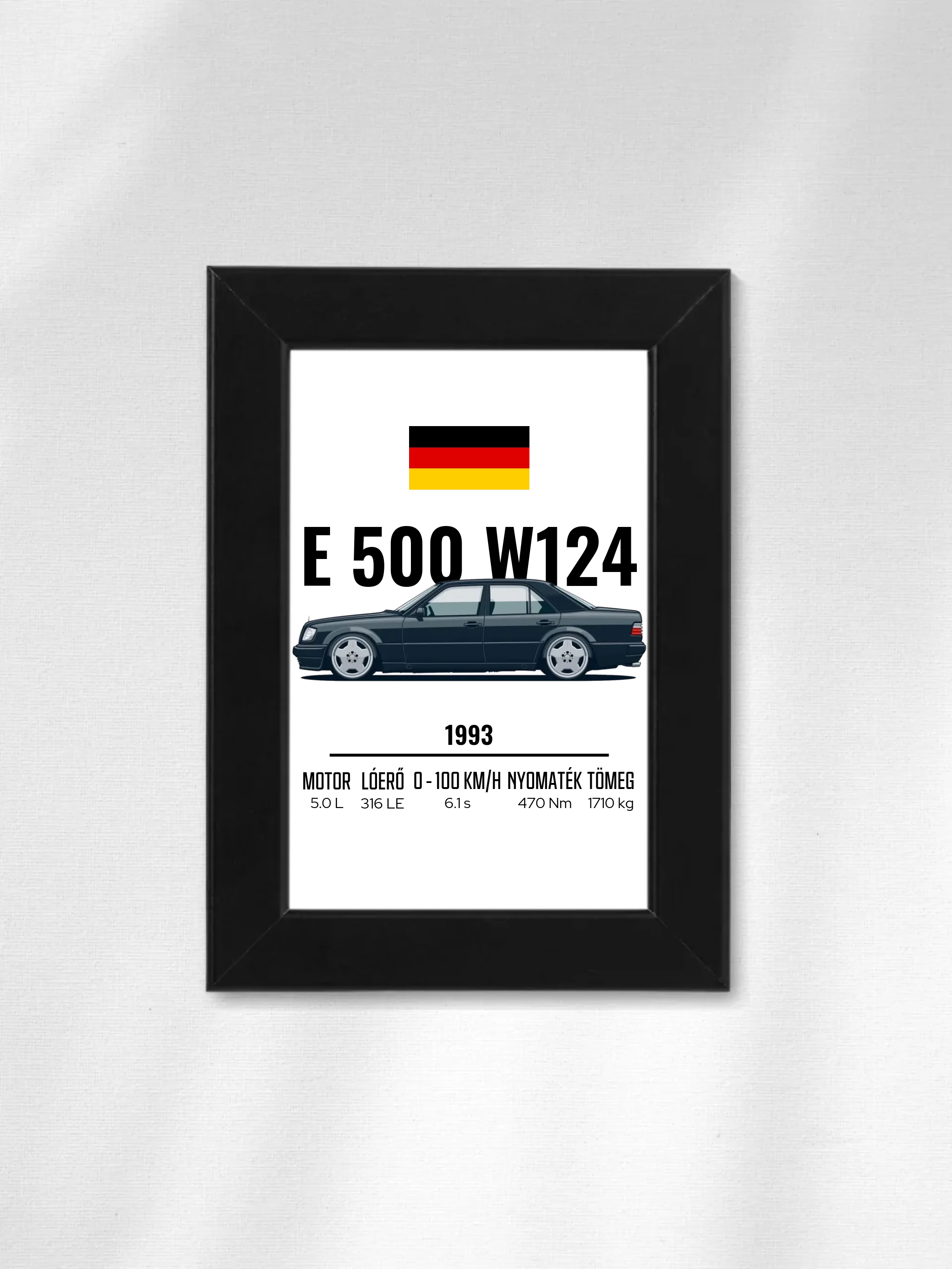 Autó illusztráció - E500 W124 49. - Falikép