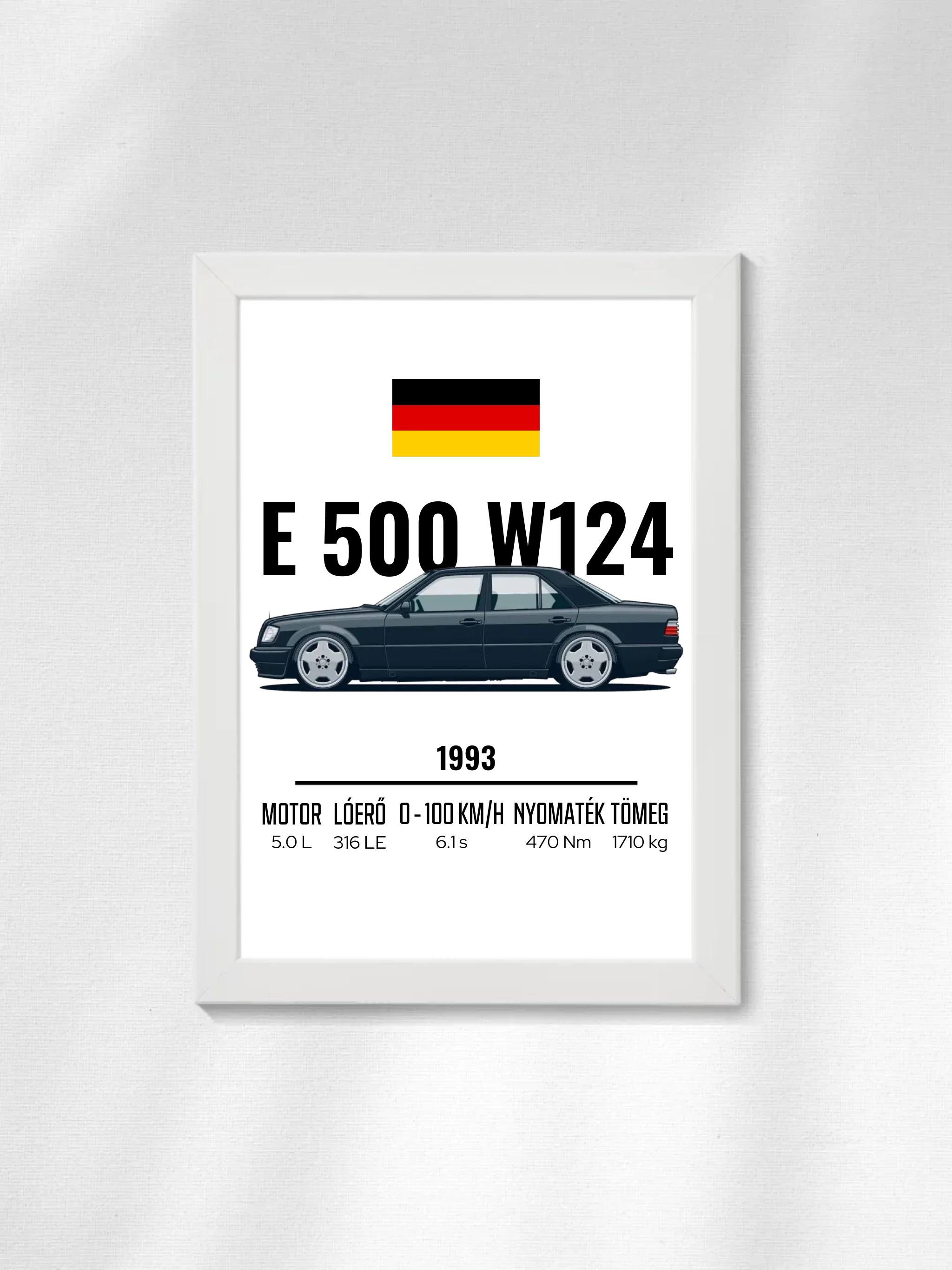 Autó illusztráció - E500 W124 49. - Falikép