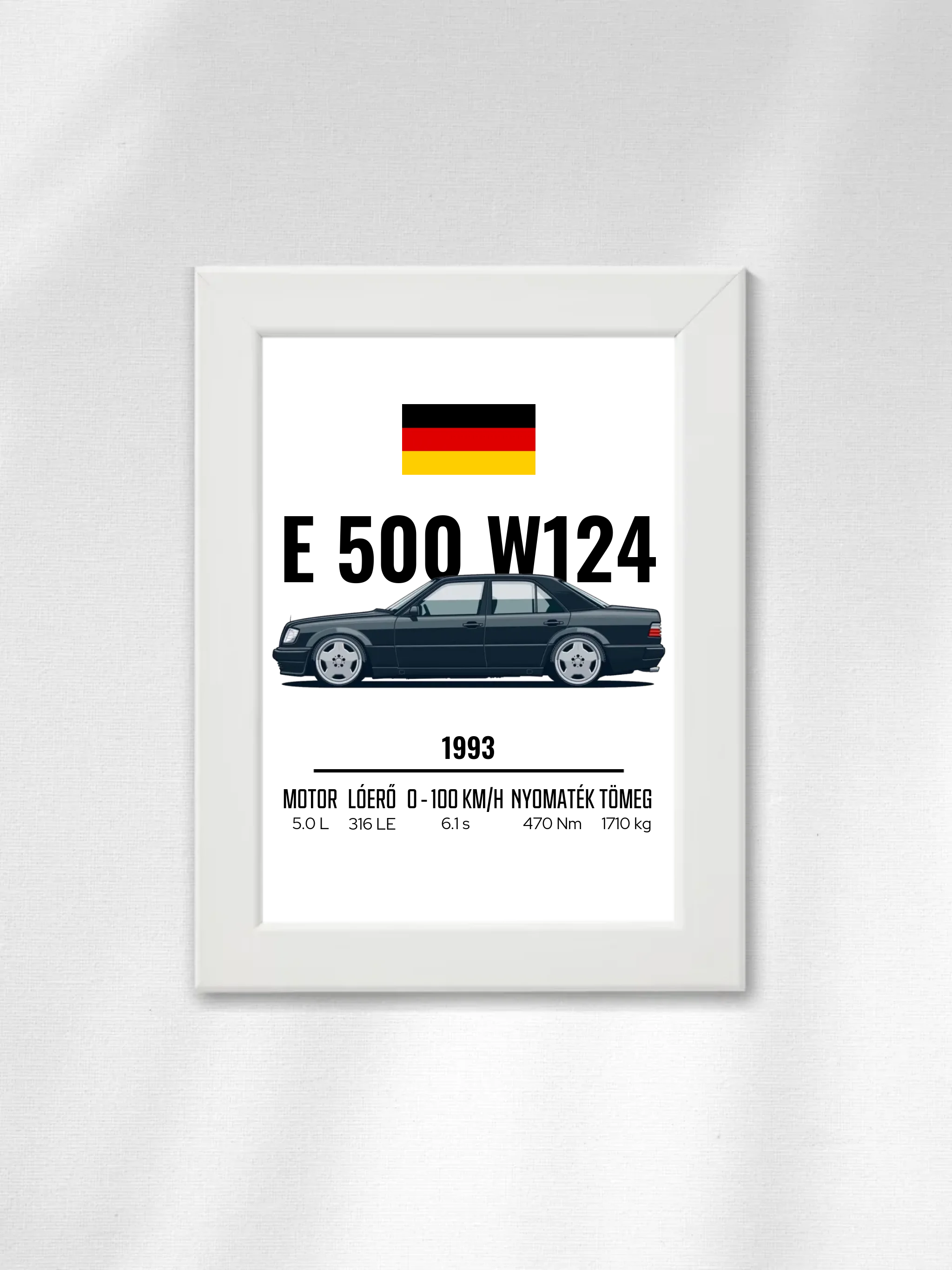 Autó illusztráció - E500 W124 49. - Falikép