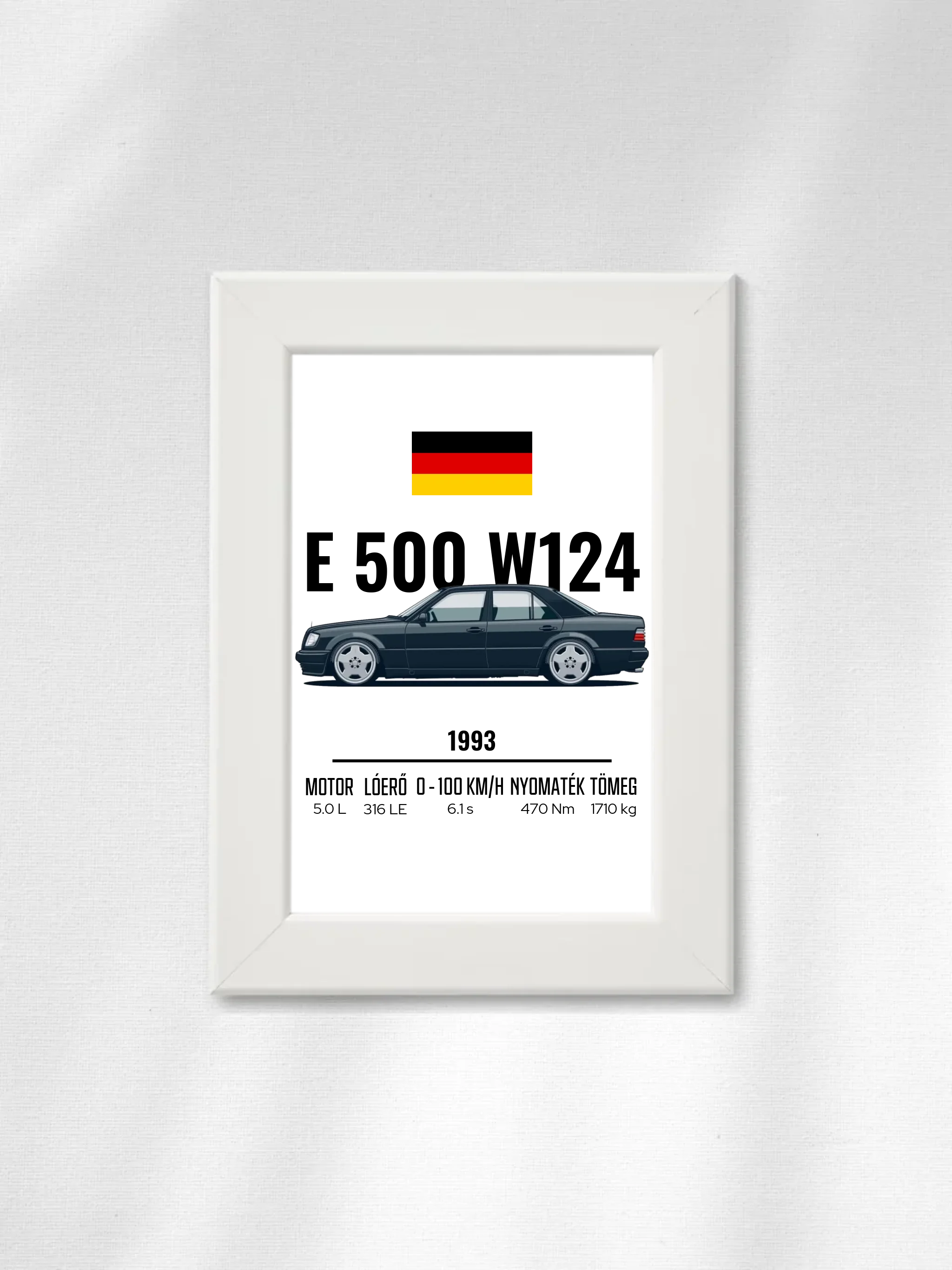 Autó illusztráció - E500 W124 49. - Falikép