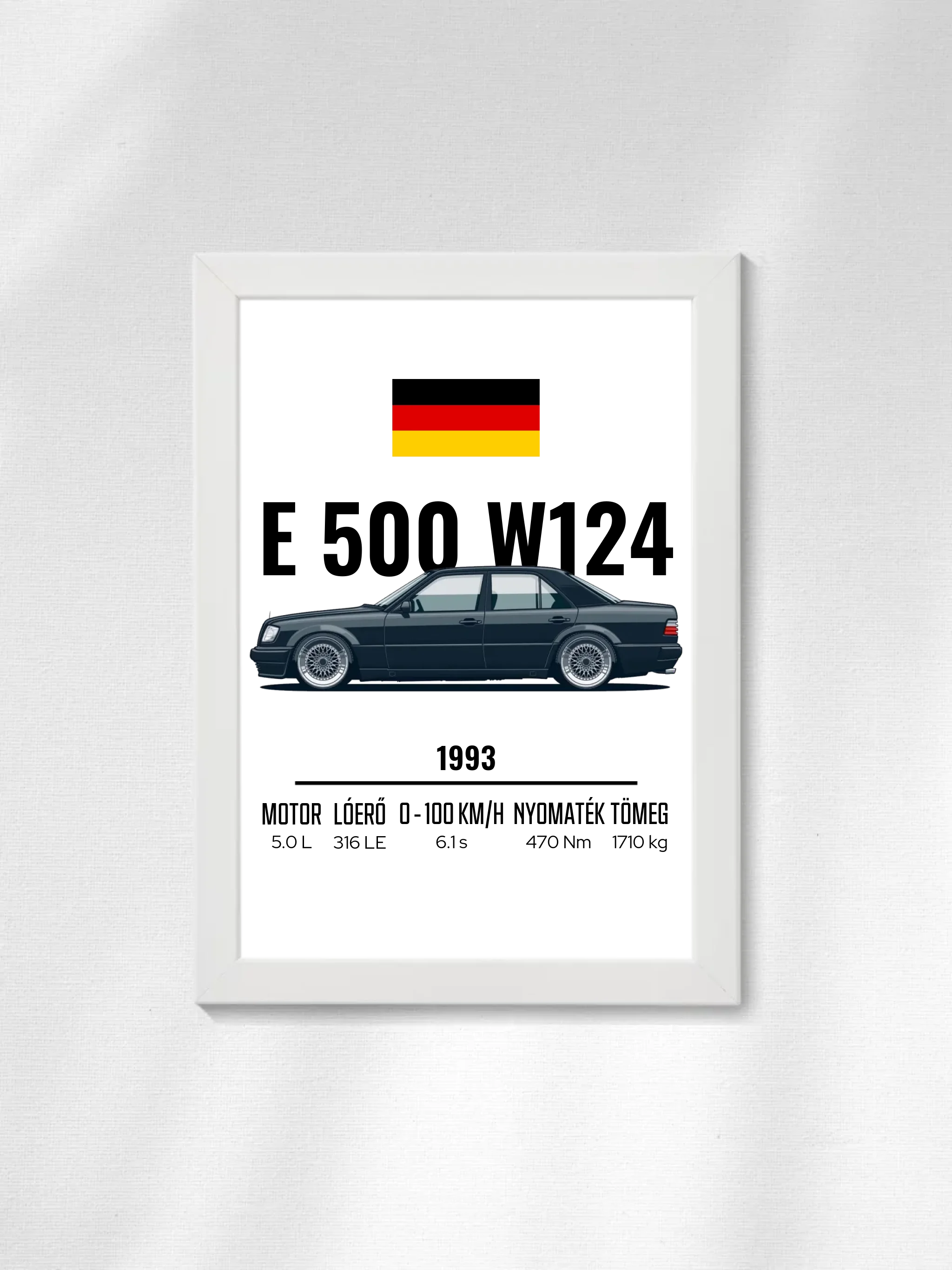 Autó illusztráció - E500 W124 50. - Falikép