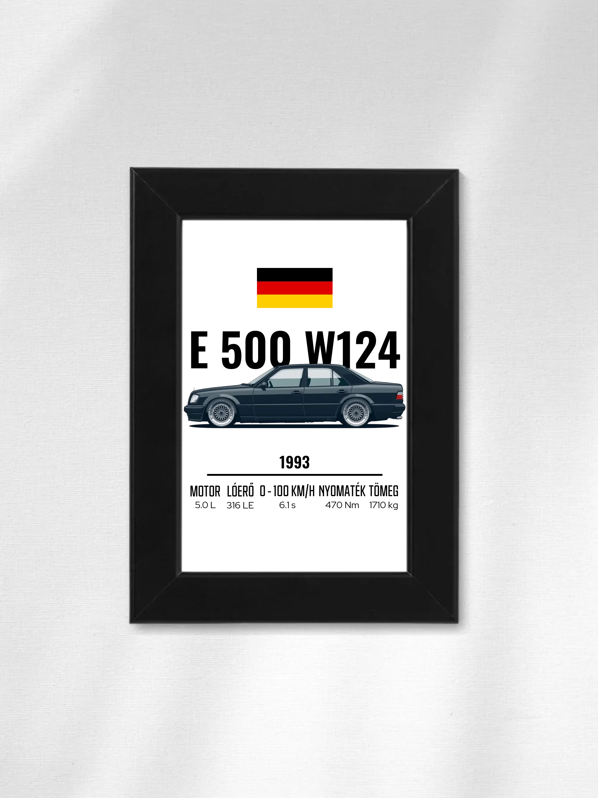Autó illusztráció - E500 W124 50. - Falikép