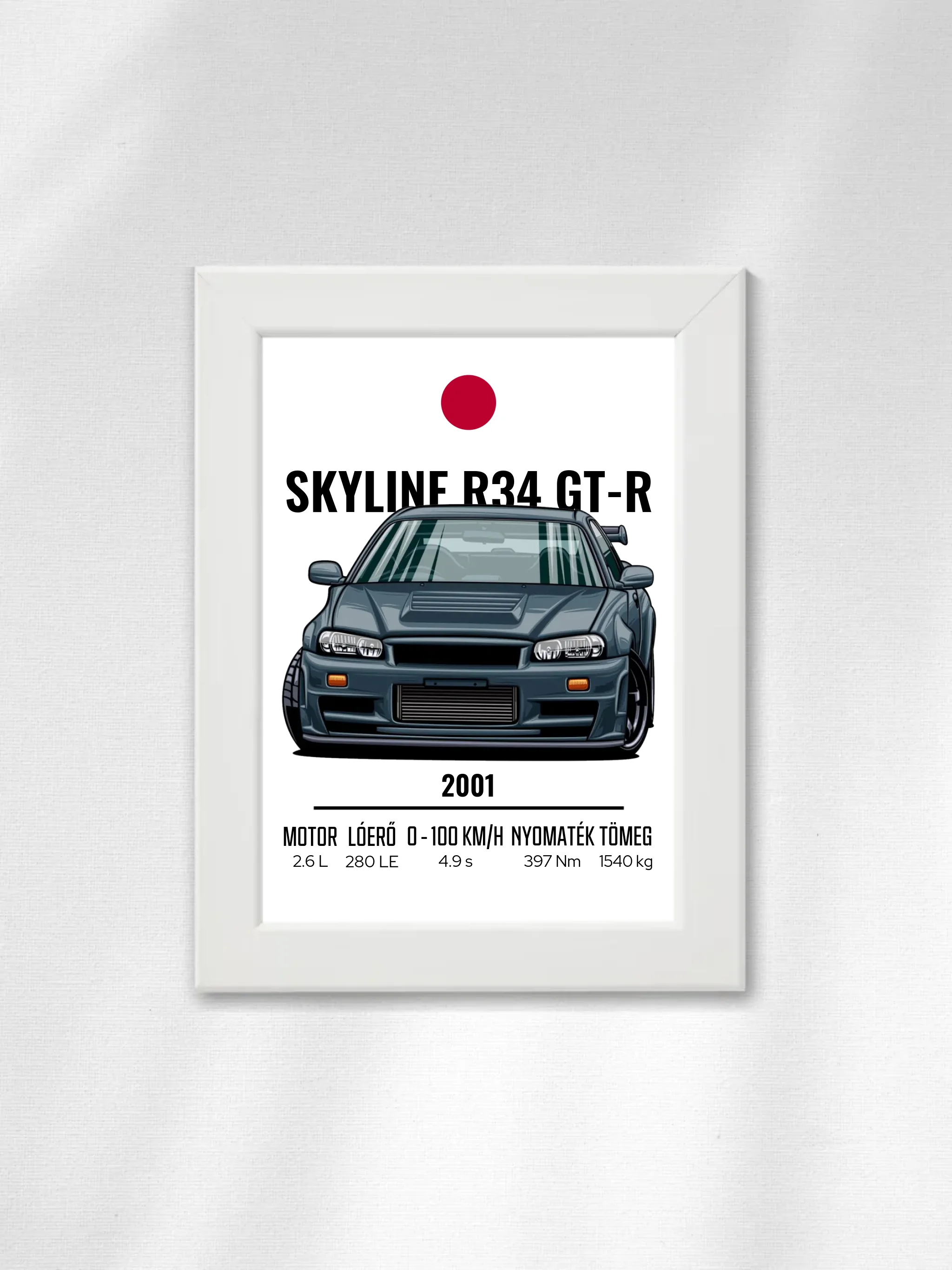 Autó illusztráció - Skyline R34 GT-R 4. - Falikép