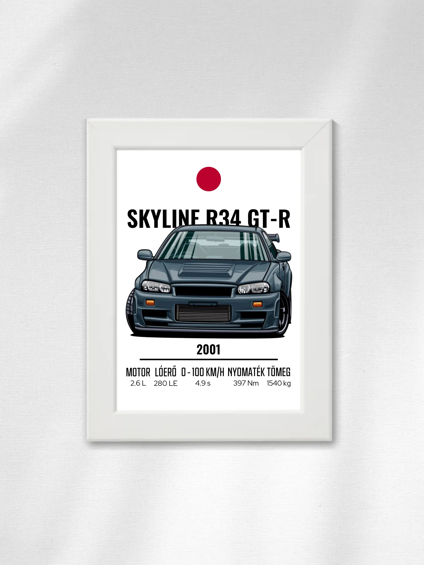 Autó illusztráció - Skyline R34 GT-R 4. - Falikép