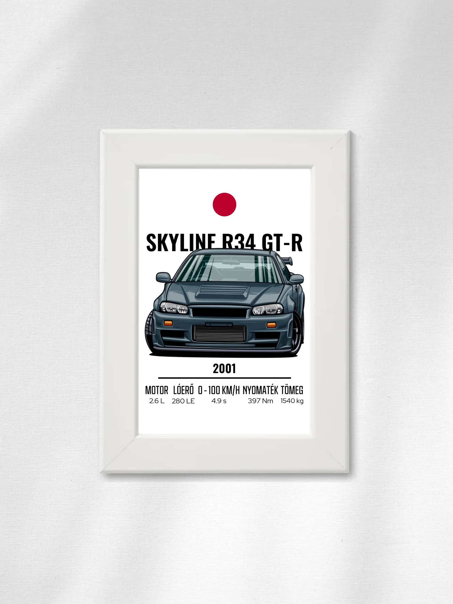 Autó illusztráció - Skyline R34 GT-R 4. - Falikép