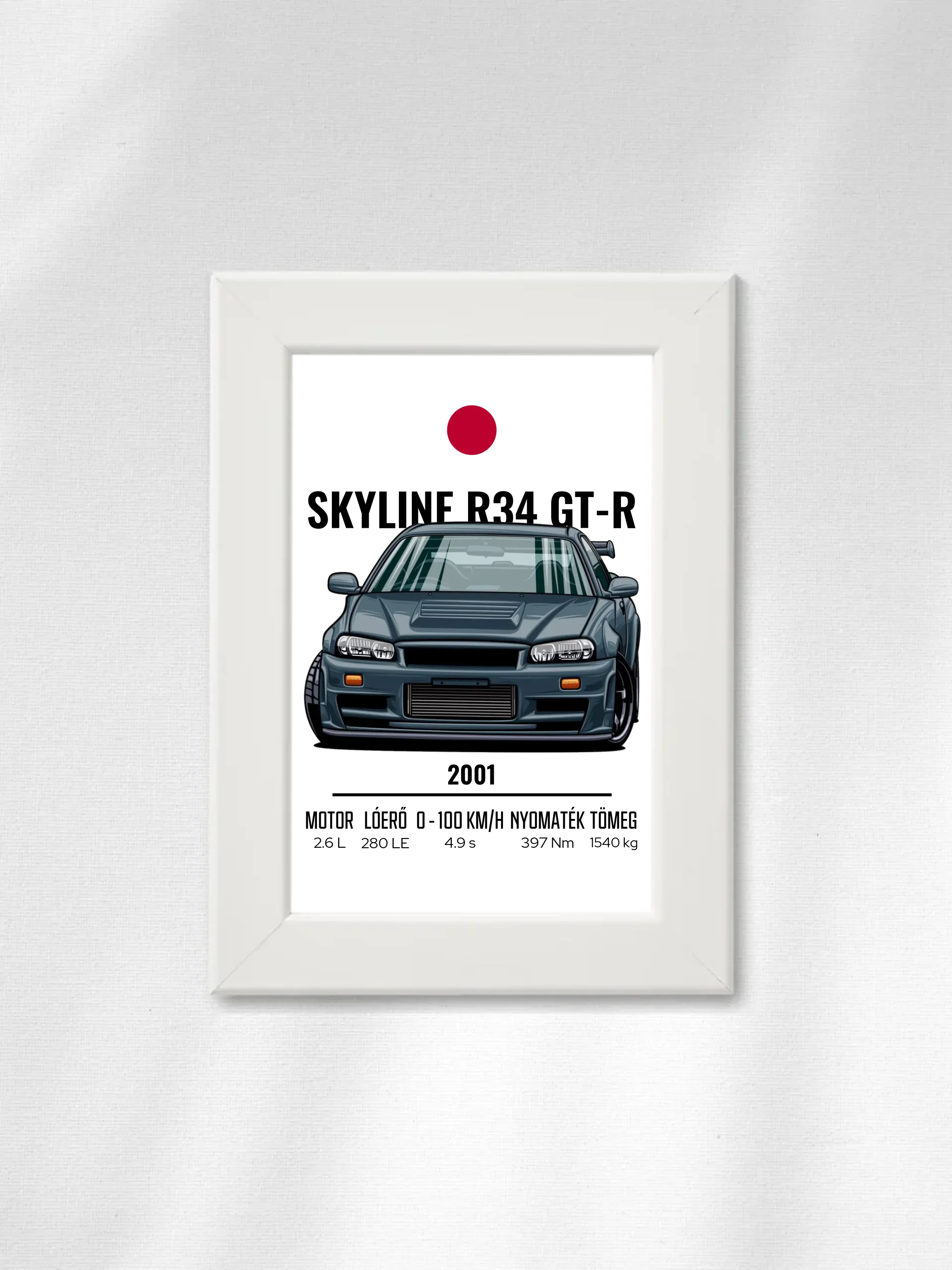 Autó illusztráció - Skyline R34 GT-R 4. - Falikép