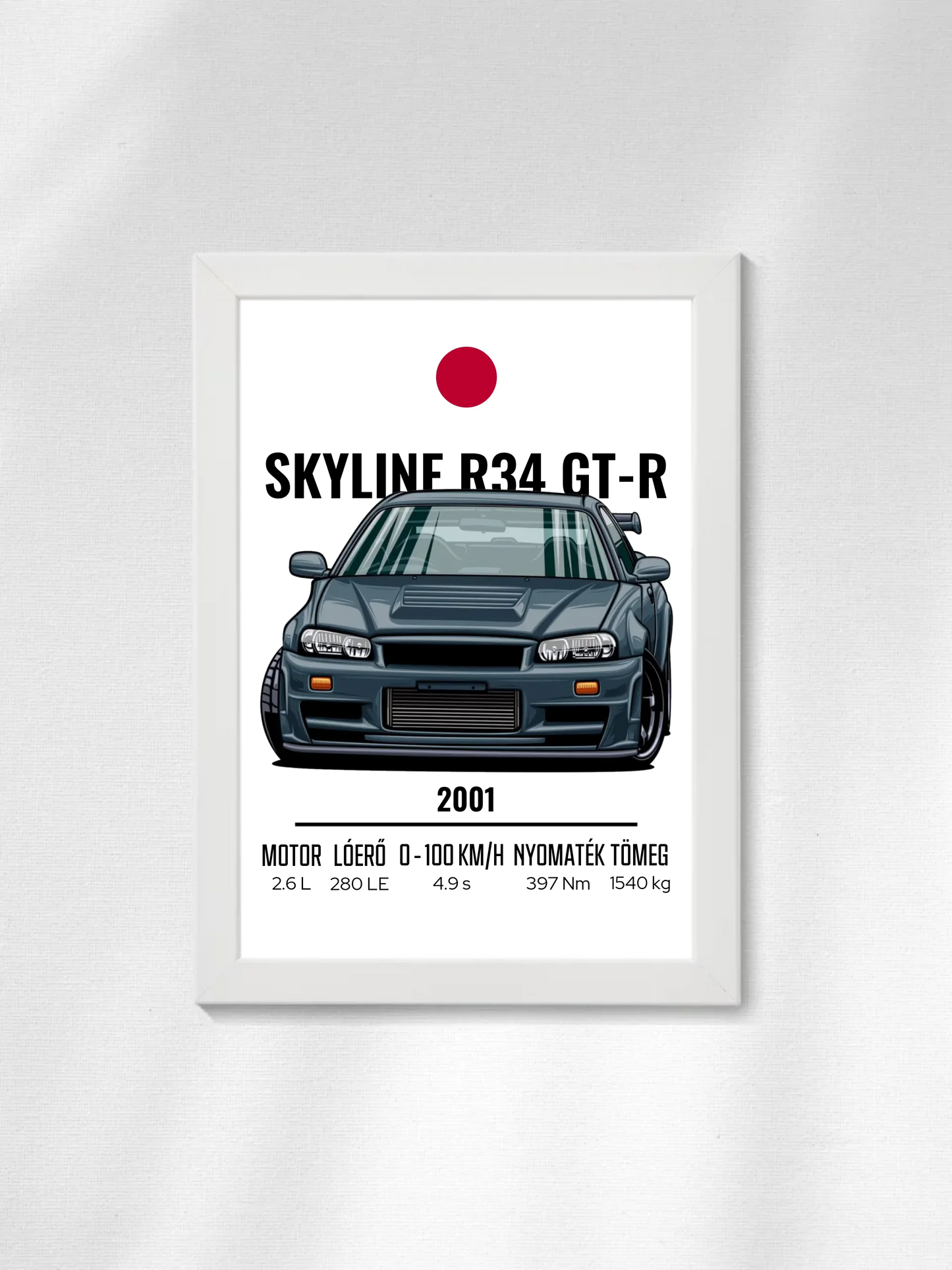 Autó illusztráció - Skyline R34 GT-R 4. - Falikép