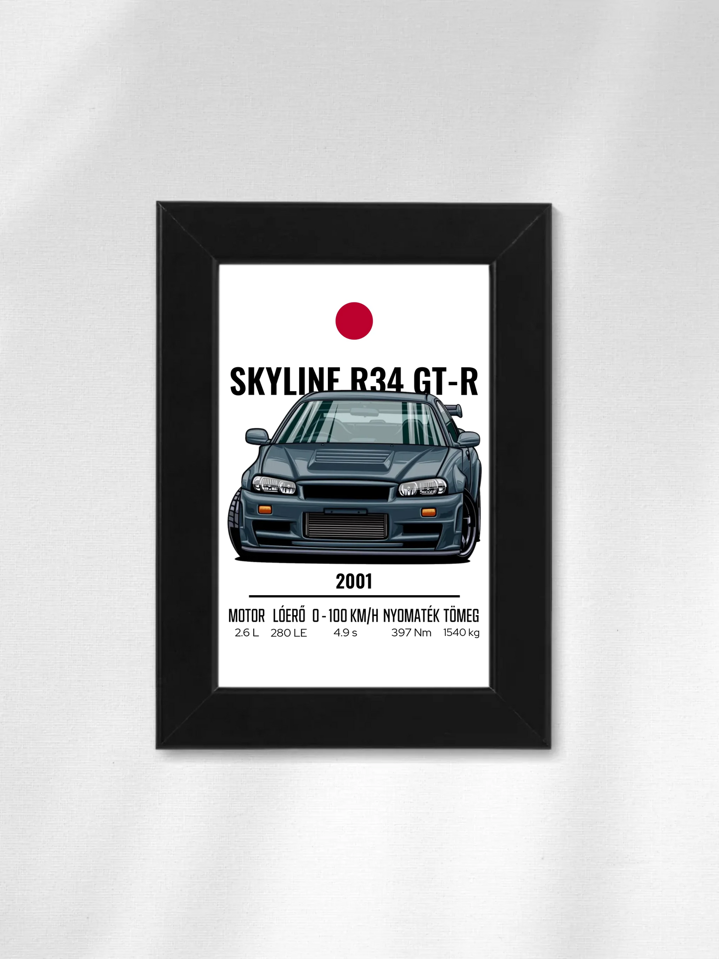 Autó illusztráció - Skyline R34 GT-R 4. - Falikép