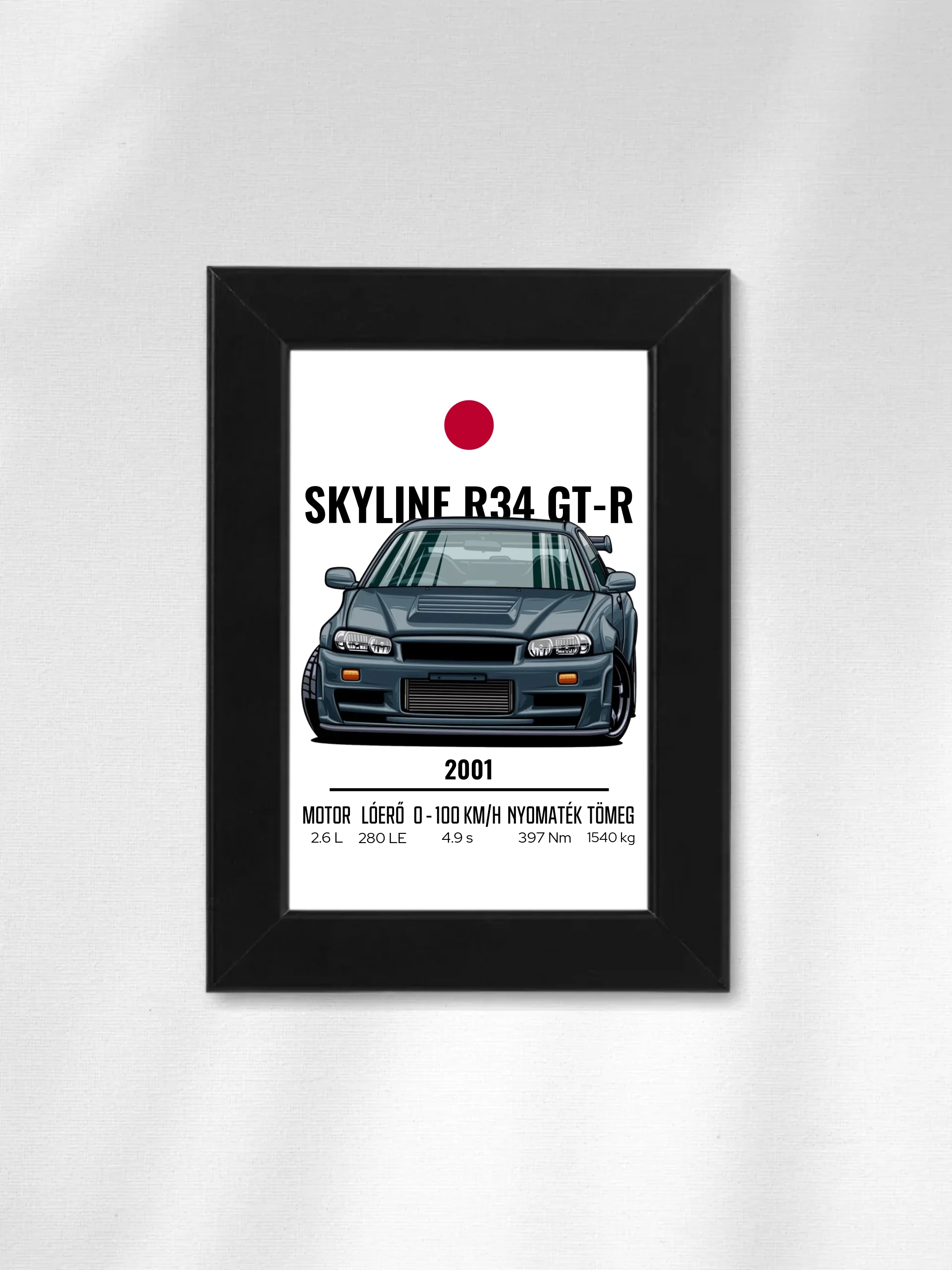Autó illusztráció - Skyline R34 GT-R 4. - Falikép
