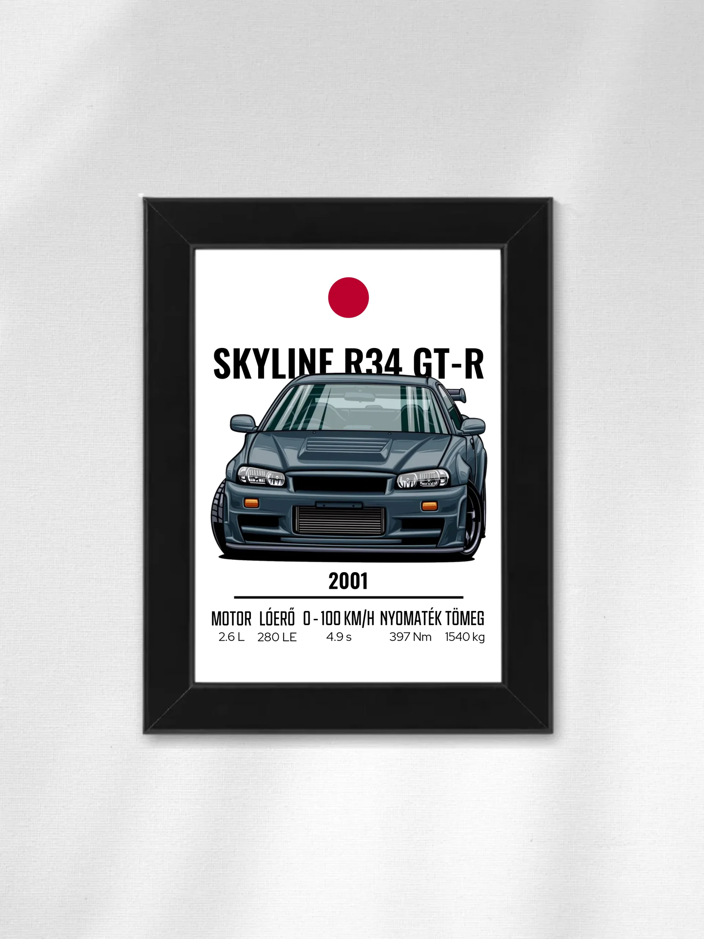 Autó illusztráció - Skyline R34 GT-R 4. - Falikép