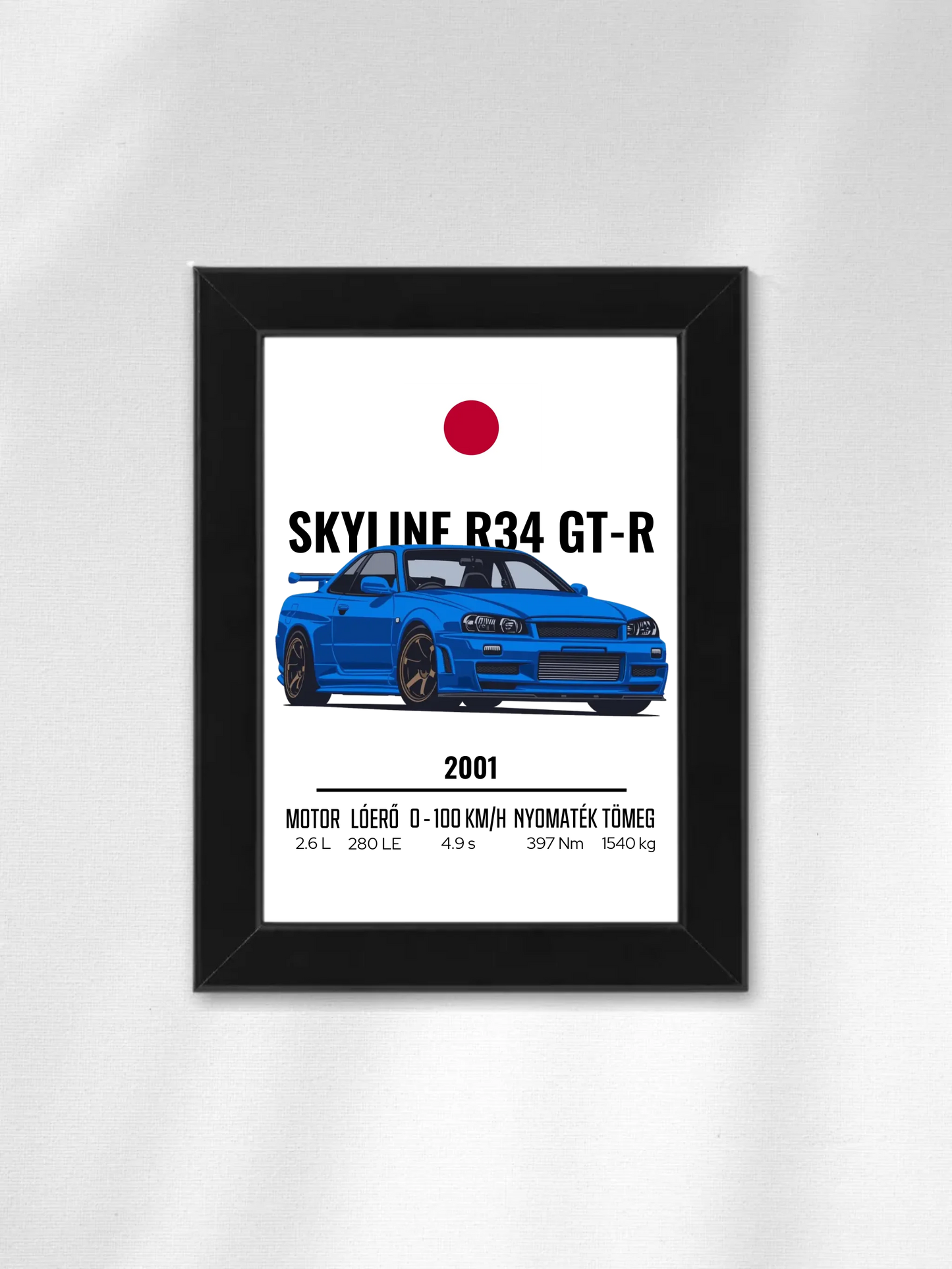 Autó illusztráció - Skyline R34 GT-R 8. - Falikép