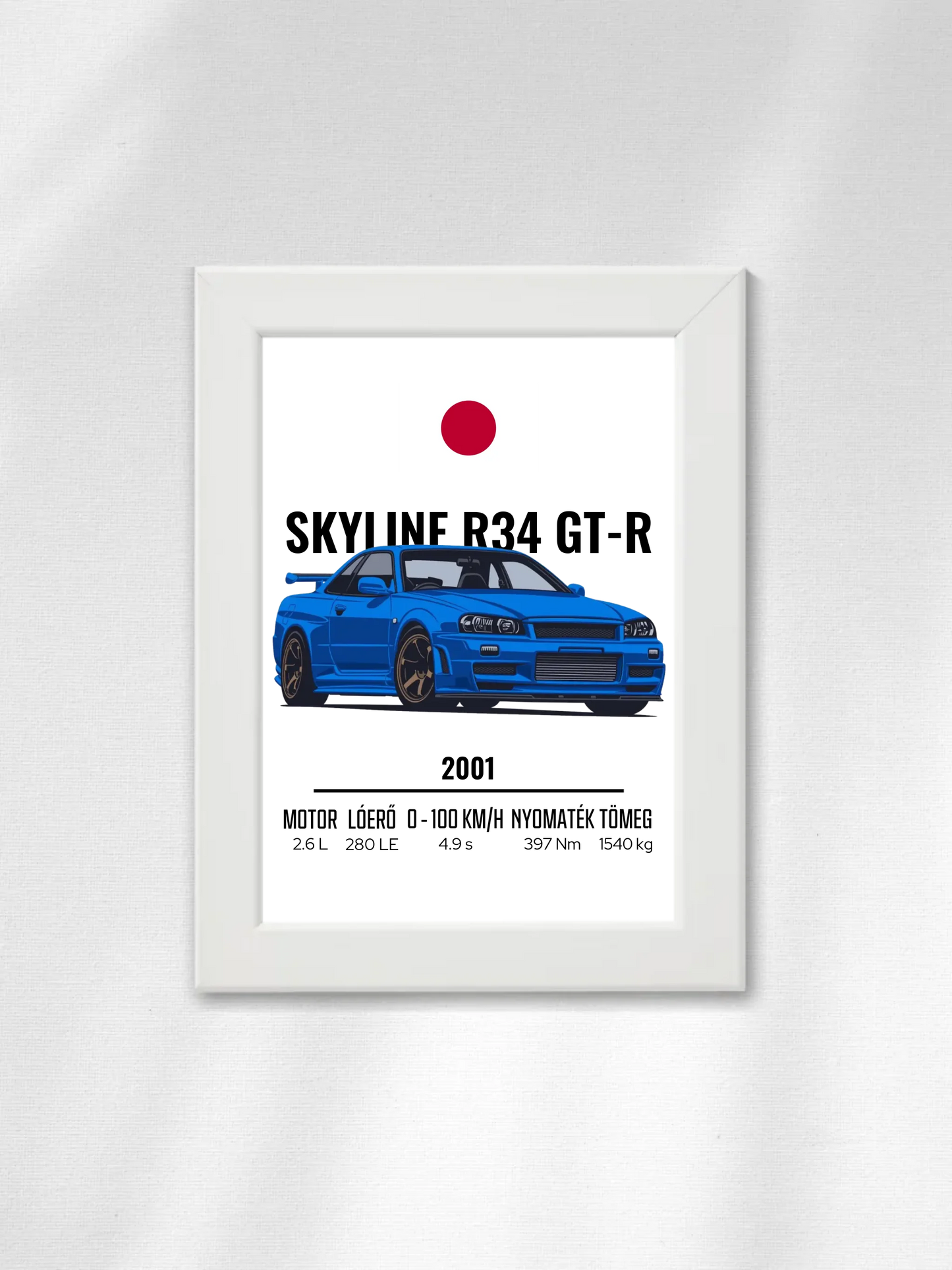 Autó illusztráció - Skyline R34 GT-R 8. - Falikép