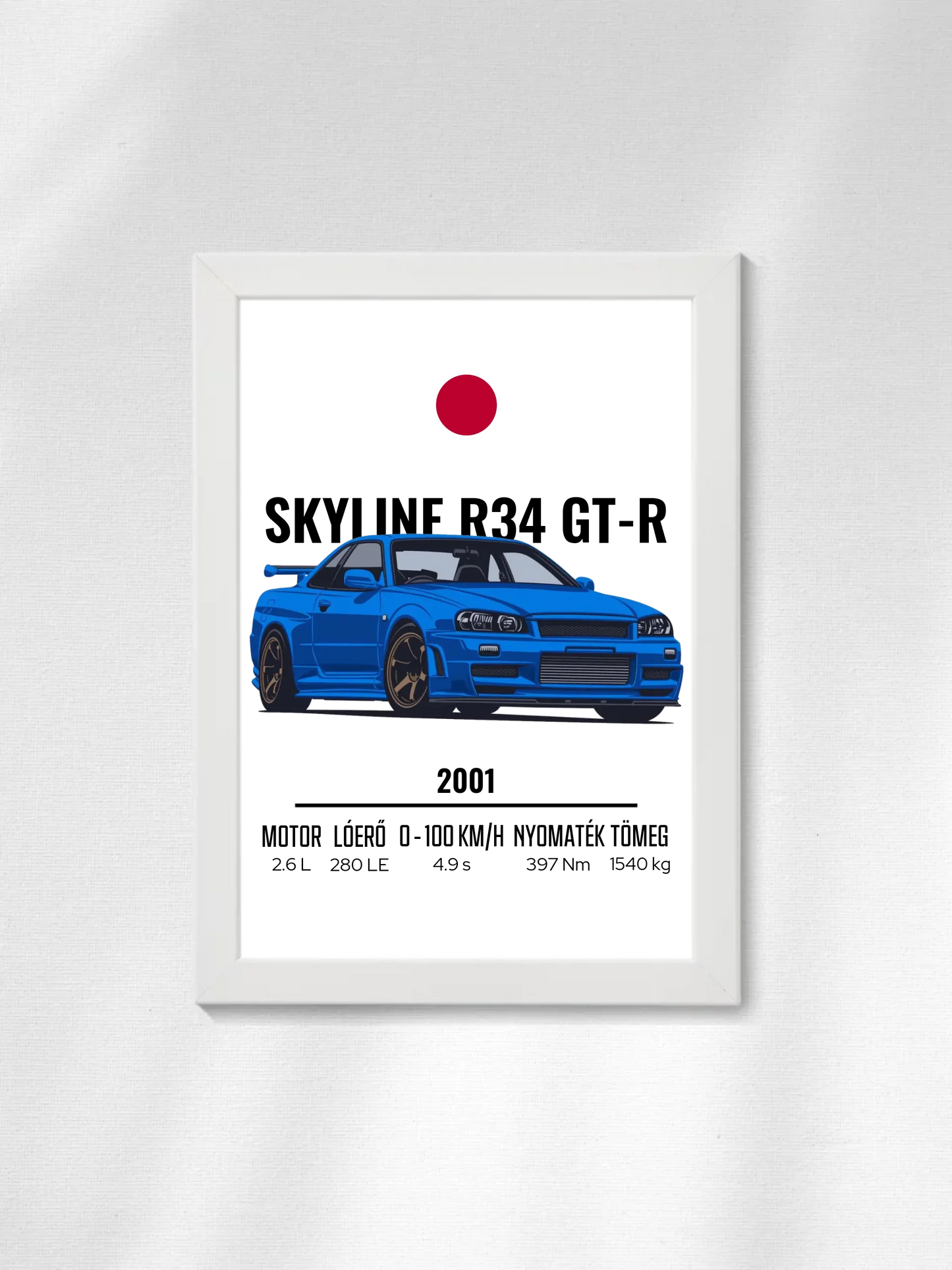 Autó illusztráció - Skyline R34 GT-R 8. - Falikép