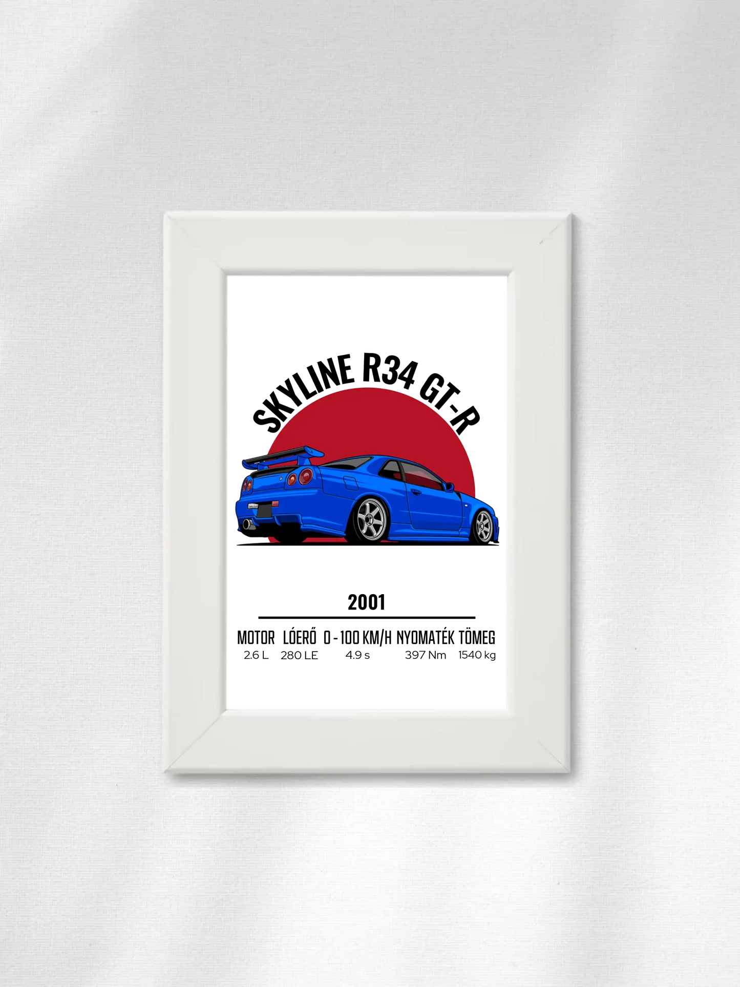 Autó illusztráció - Skyline R34 GT-R 9. - Falikép