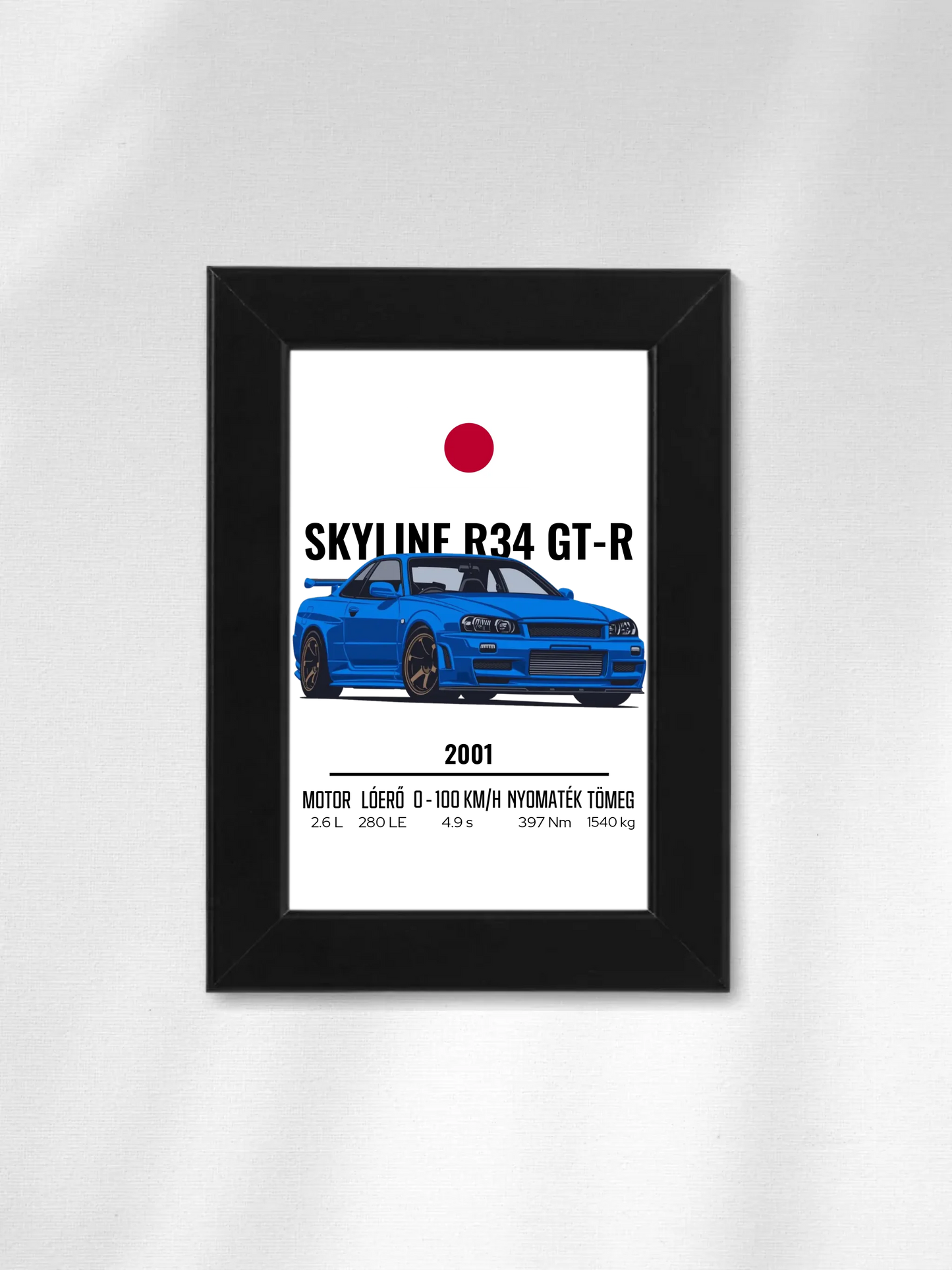 Autó illusztráció - Skyline R34 GT-R 8. - Falikép