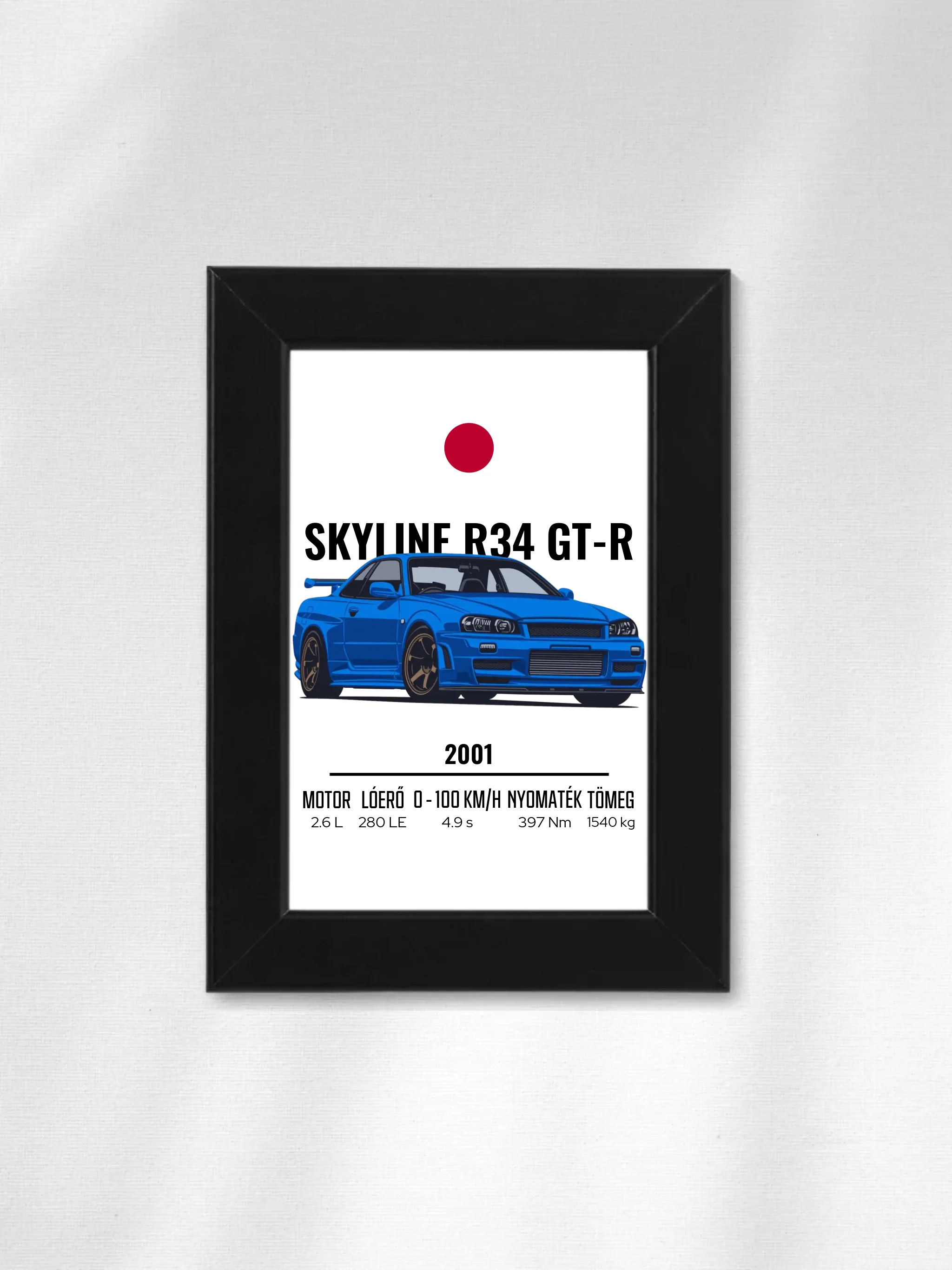 Autó illusztráció - Skyline R34 GT-R 8. - Falikép