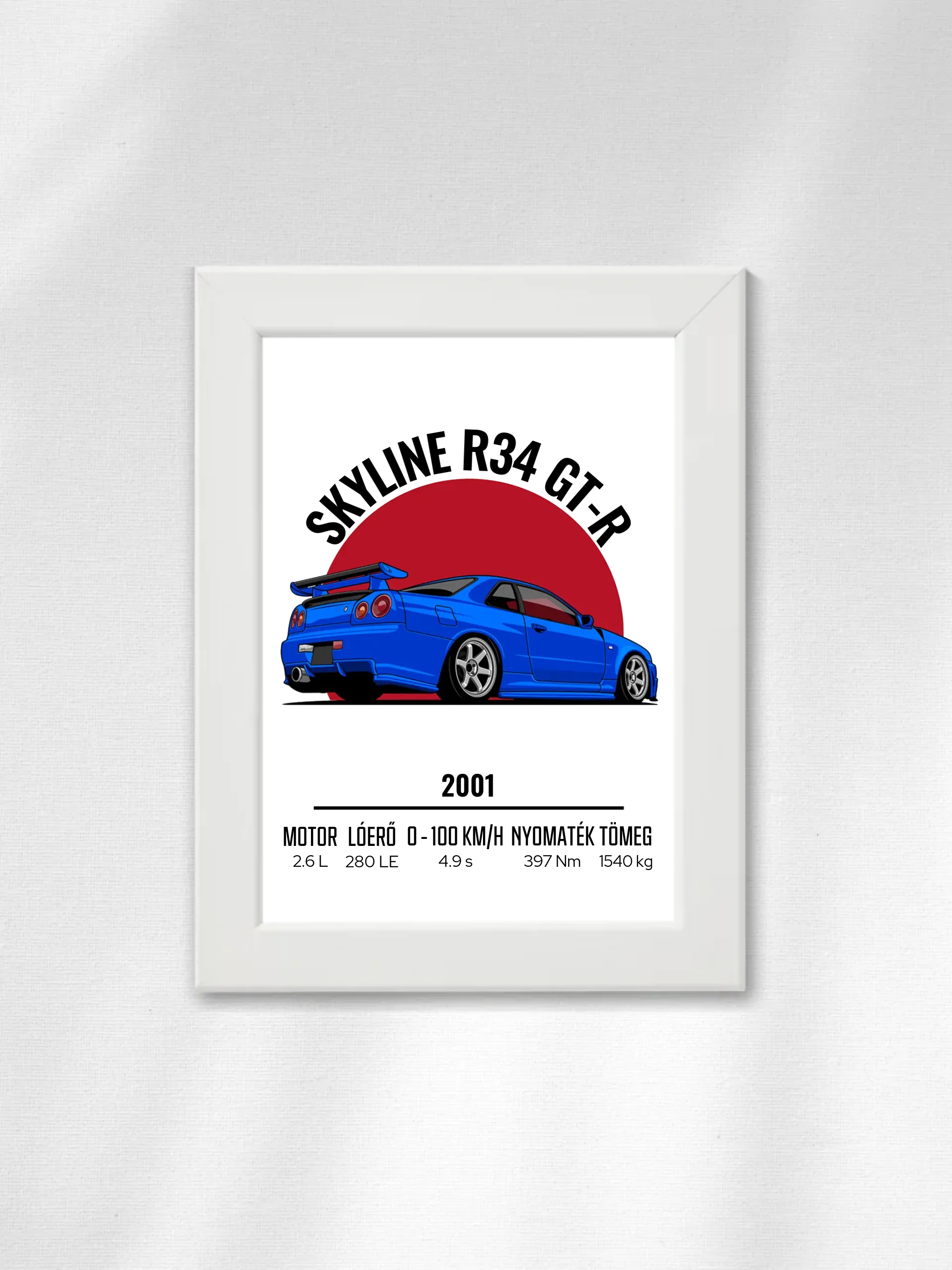 Autó illusztráció - Skyline R34 GT-R 9. - Falikép