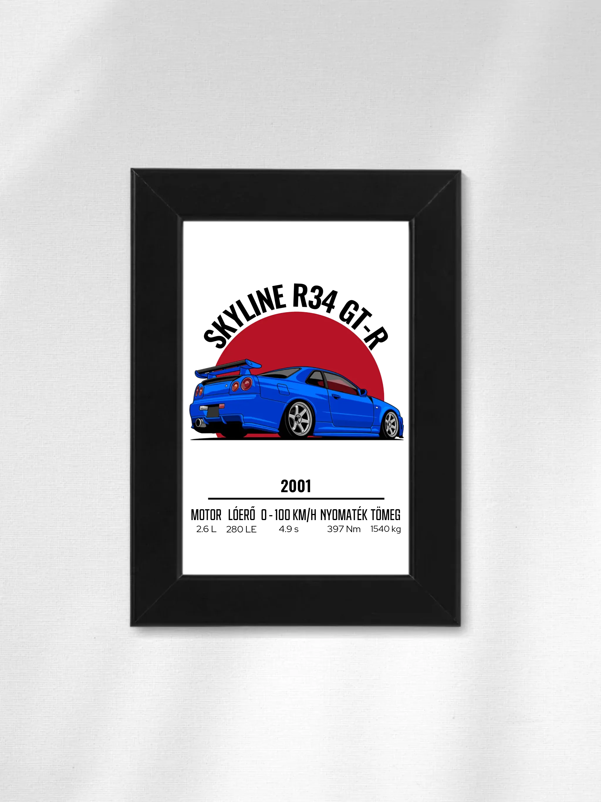 Autó illusztráció - Skyline R34 GT-R 9. - Falikép