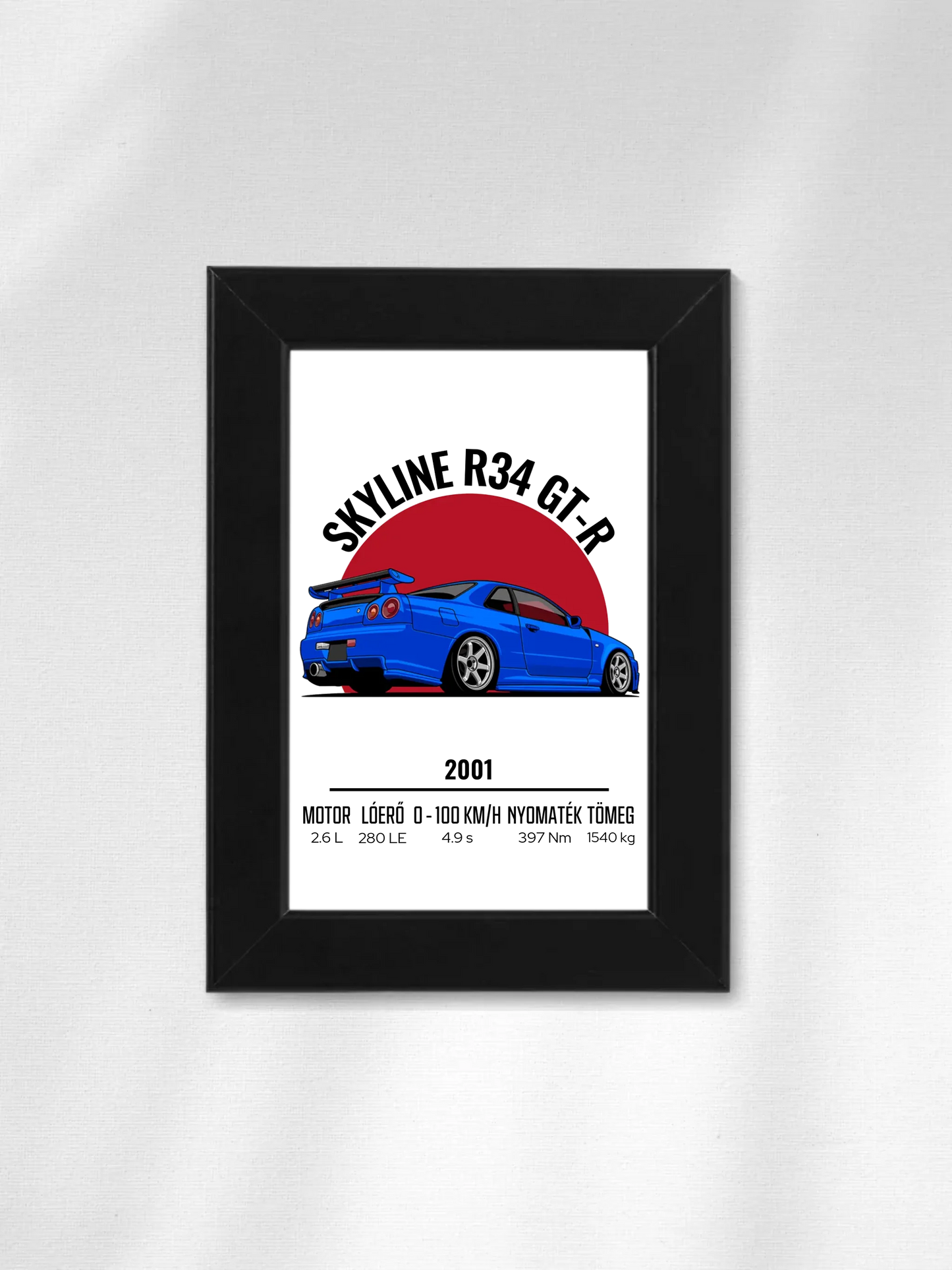 Autó illusztráció - Skyline R34 GT-R 9. - Falikép