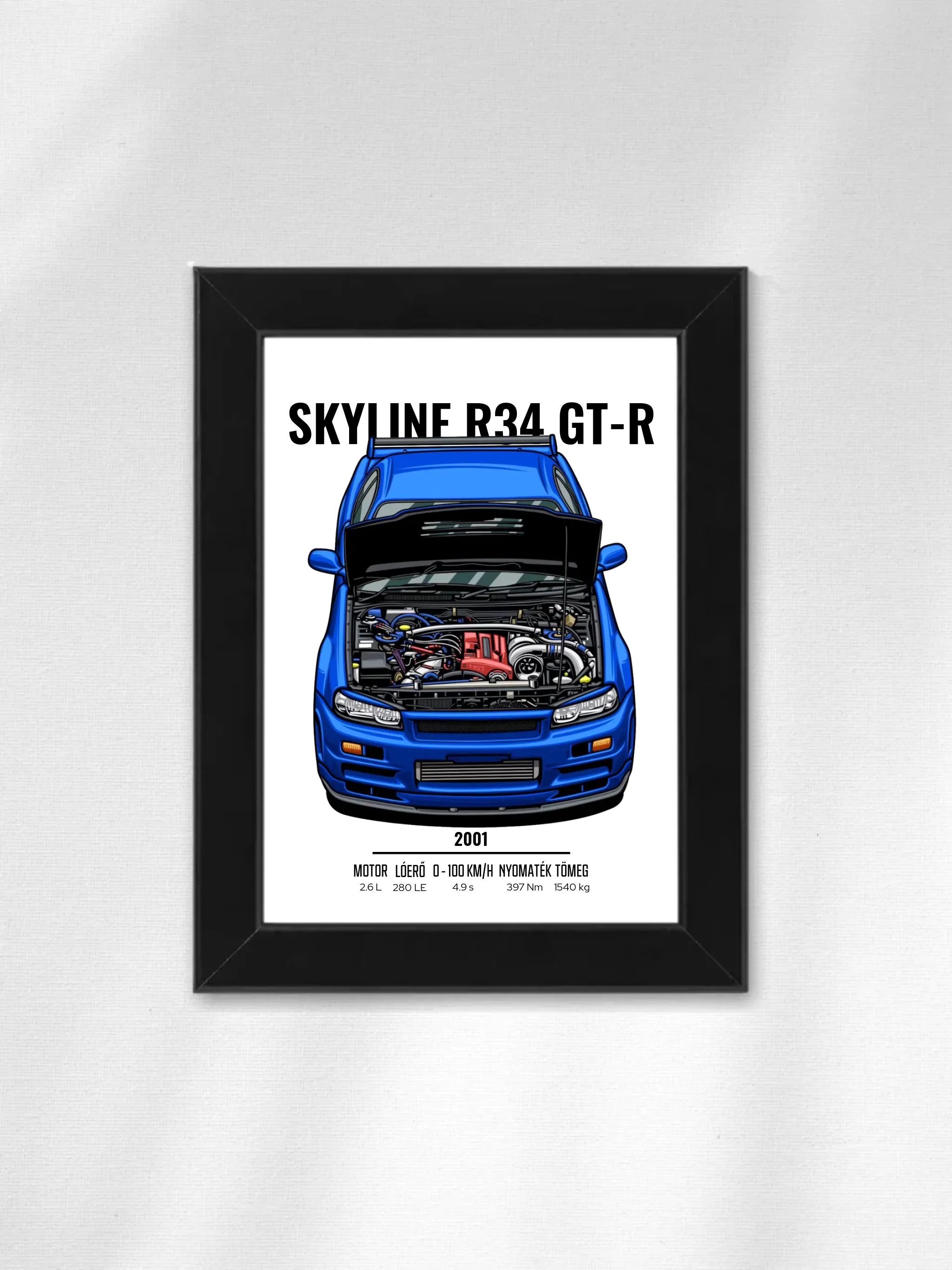 Autó illusztráció - Skyline R34 GT-R 14. - Falikép