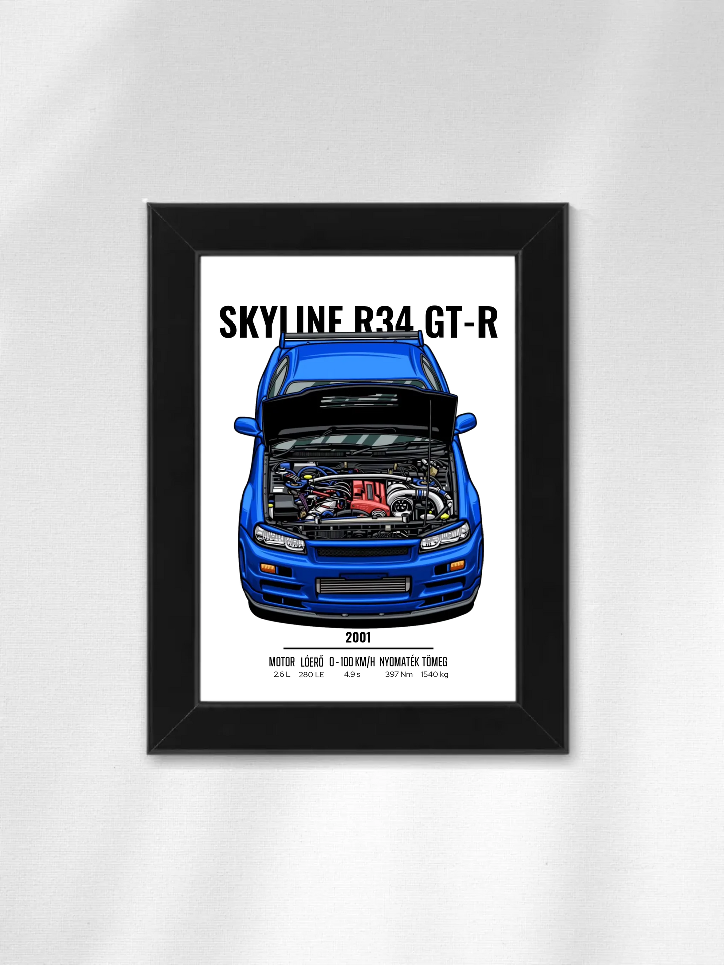 Autó illusztráció - Skyline R34 GT-R 14. - Falikép