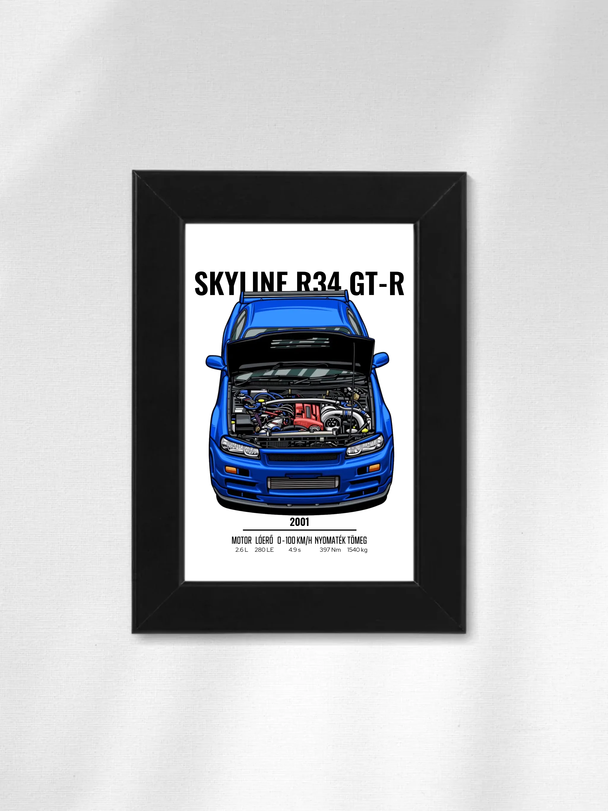 Autó illusztráció - Skyline R34 GT-R 14. - Falikép