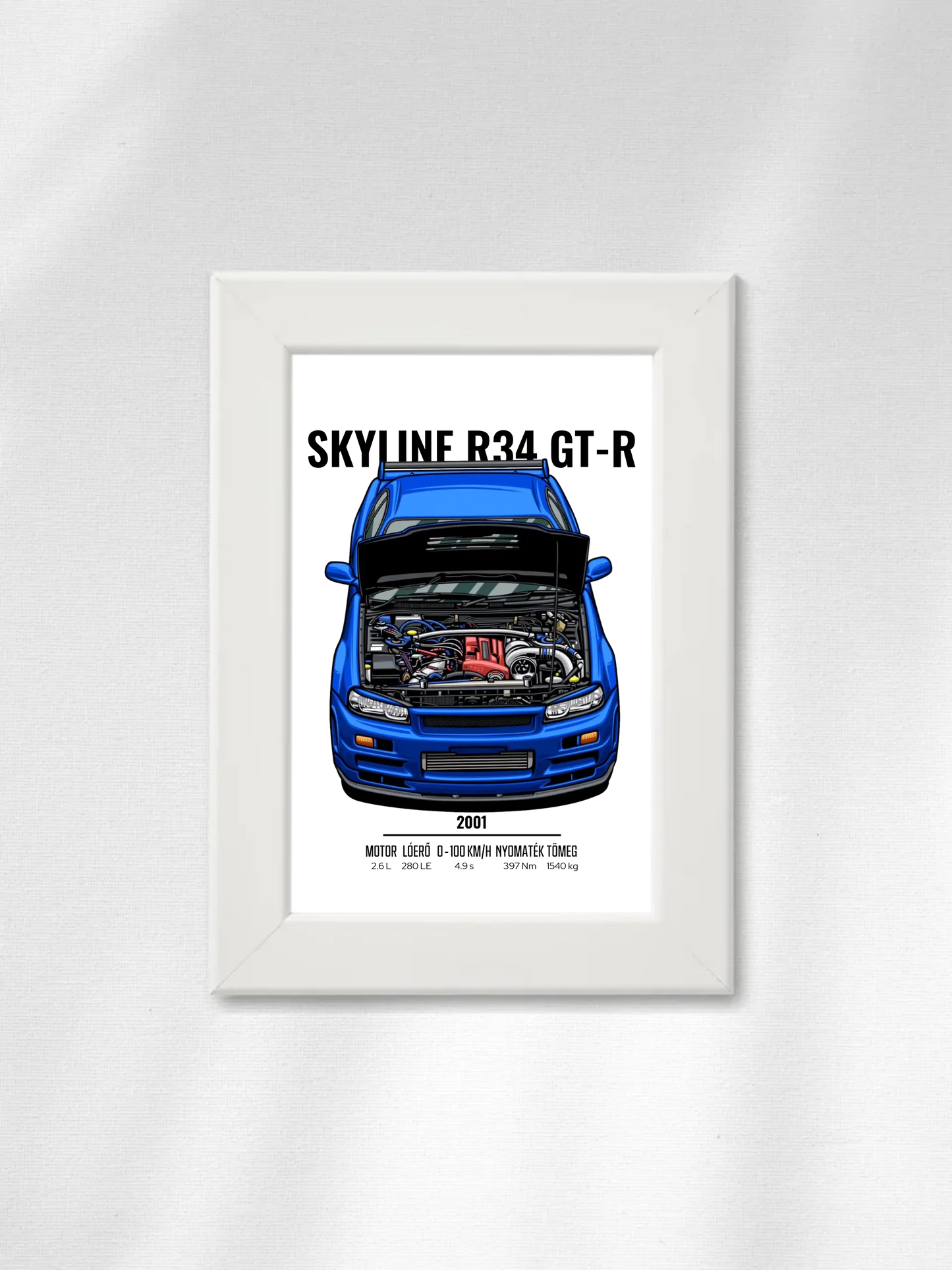 Autó illusztráció - Skyline R34 GT-R 14. - Falikép