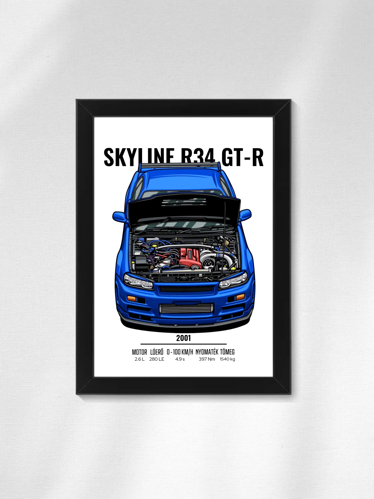 Autó illusztráció - Skyline R34 GT-R 14. - Falikép