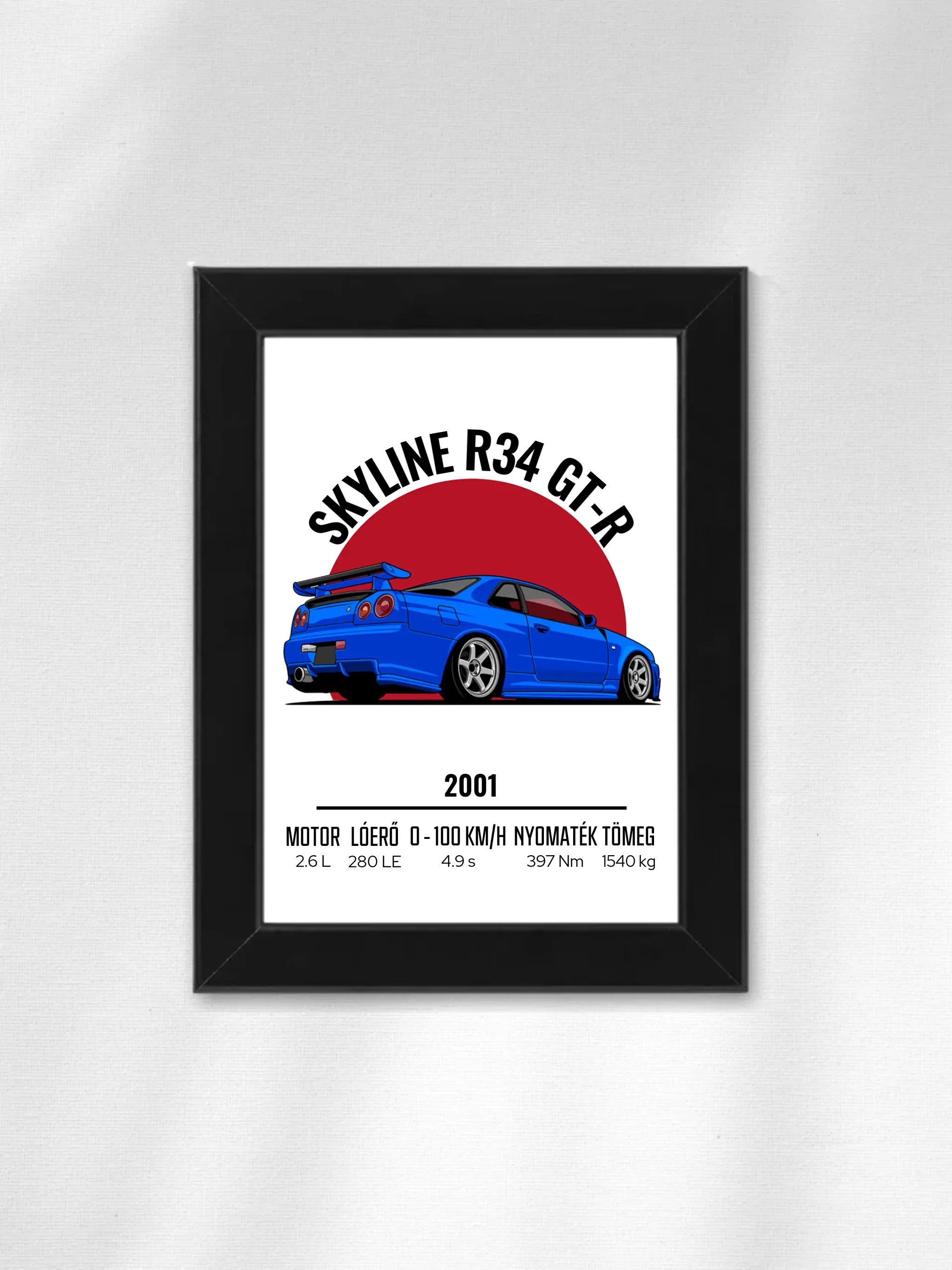 Autó illusztráció - Skyline R34 GT-R 9. - Falikép