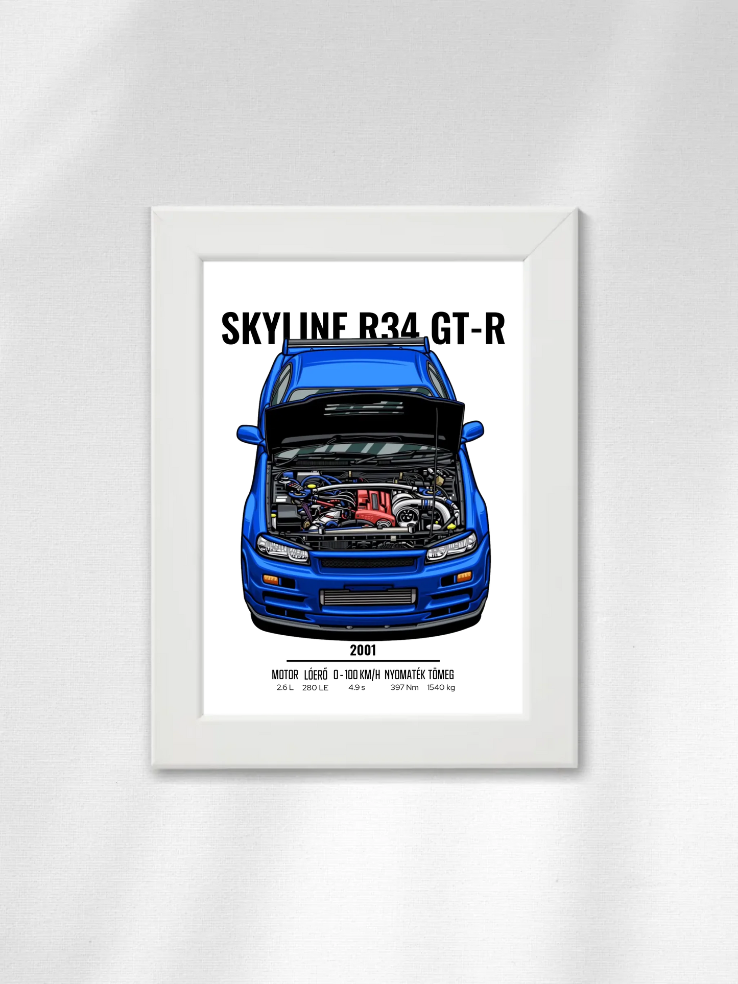 Autó illusztráció - Skyline R34 GT-R 14. - Falikép