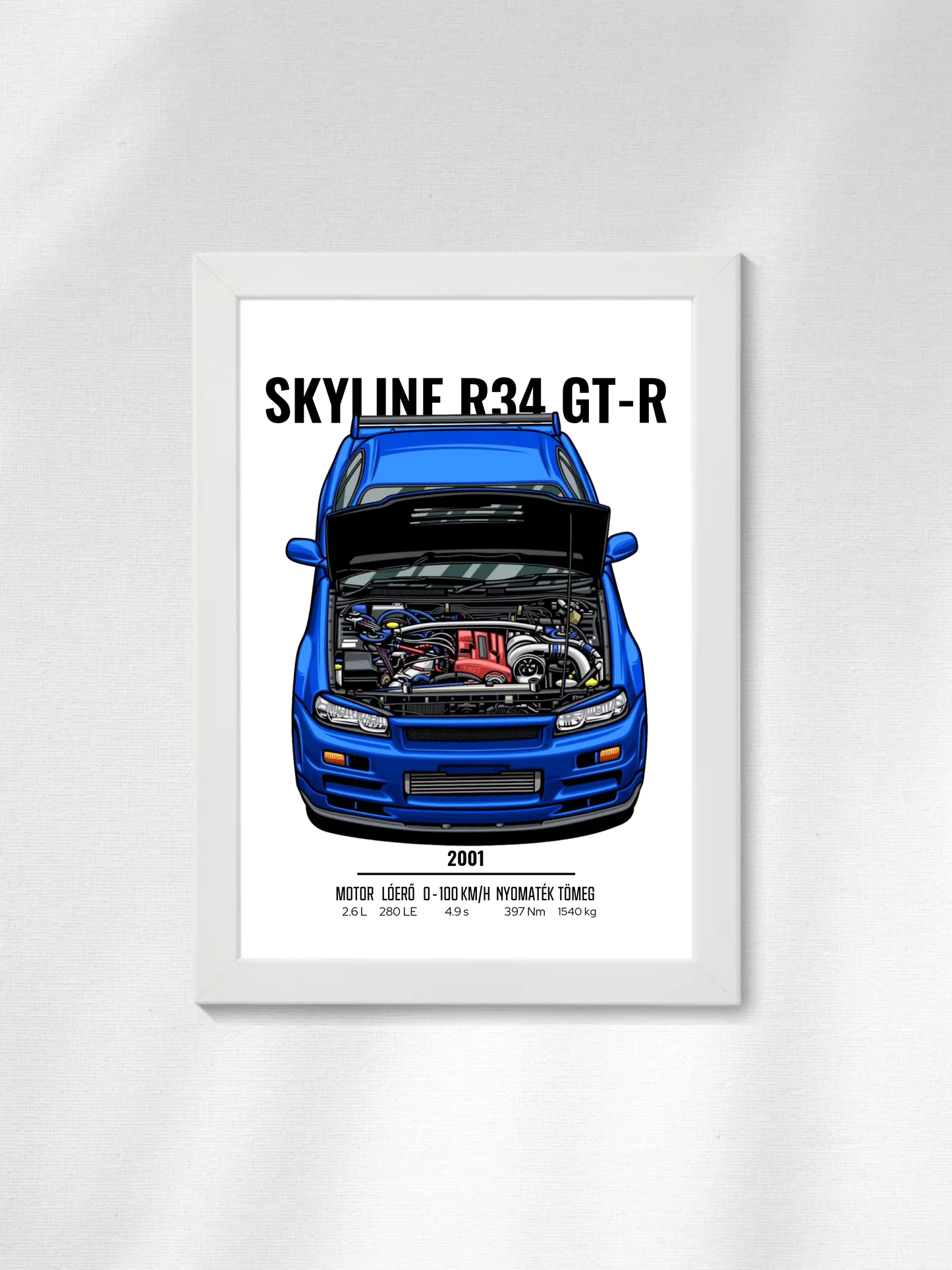 Autó illusztráció - Skyline R34 GT-R 14. - Falikép