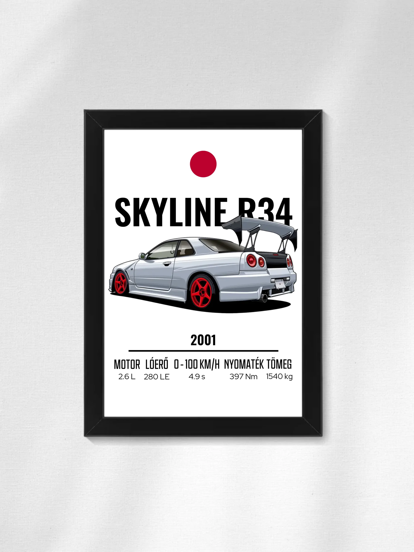 Autó illusztráció - Skyline R34 18. - Falikép