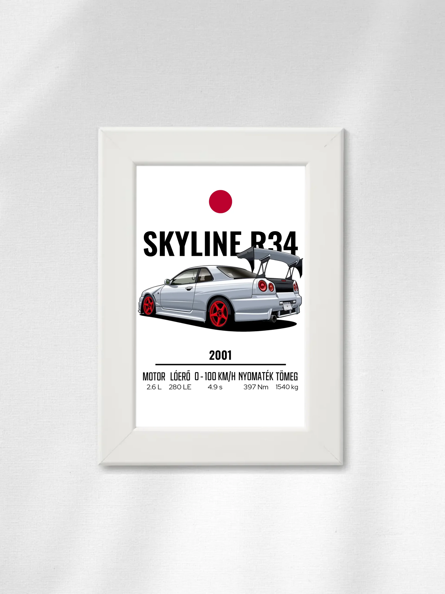 Autó illusztráció - Skyline R34 18. - Falikép