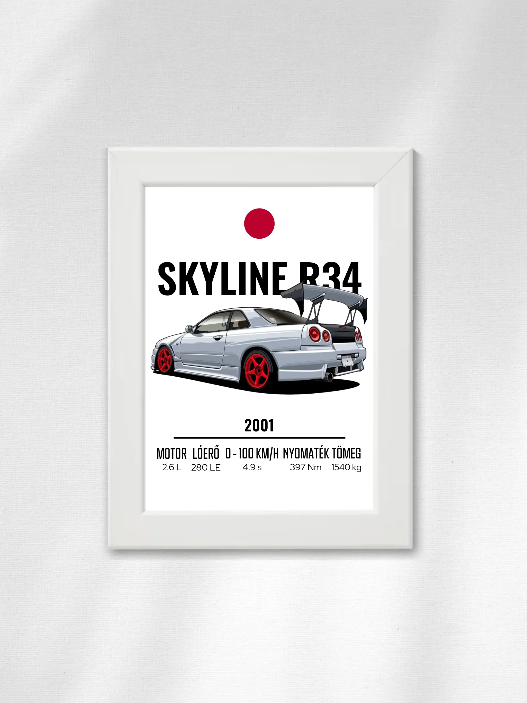 Autó illusztráció - Skyline R34 18. - Falikép