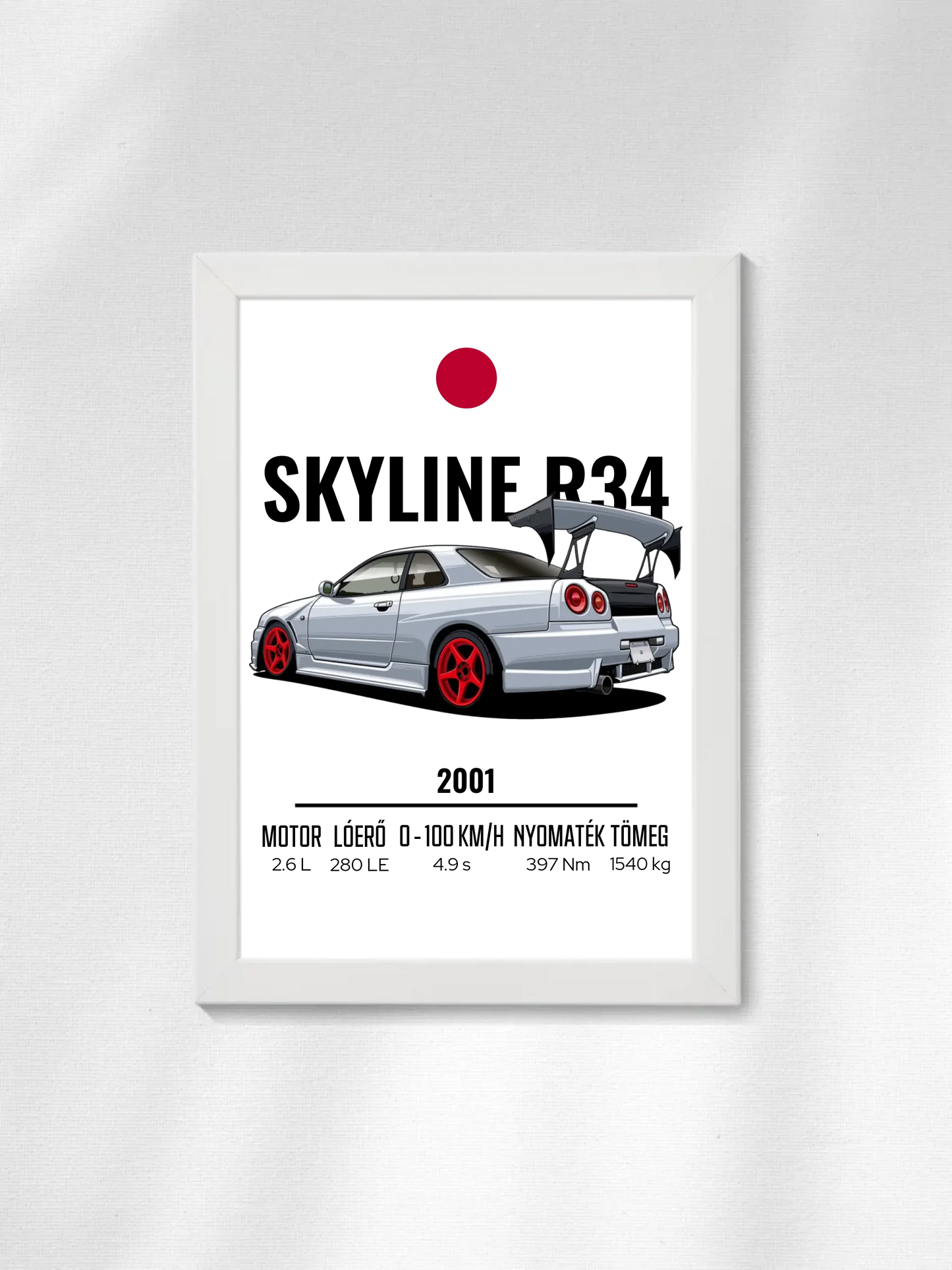 Autó illusztráció - Skyline R34 18. - Falikép