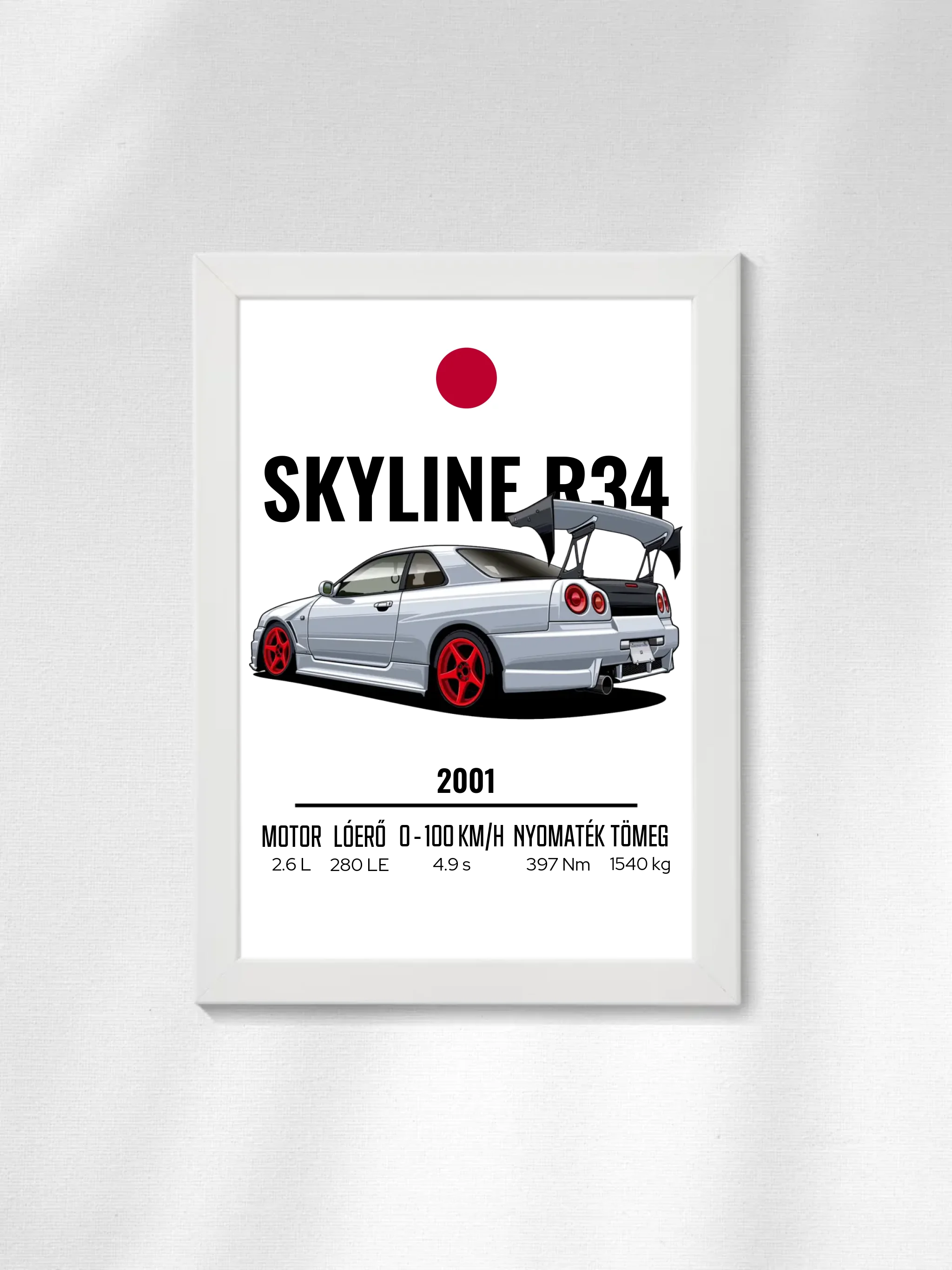 Autó illusztráció - Skyline R34 18. - Falikép