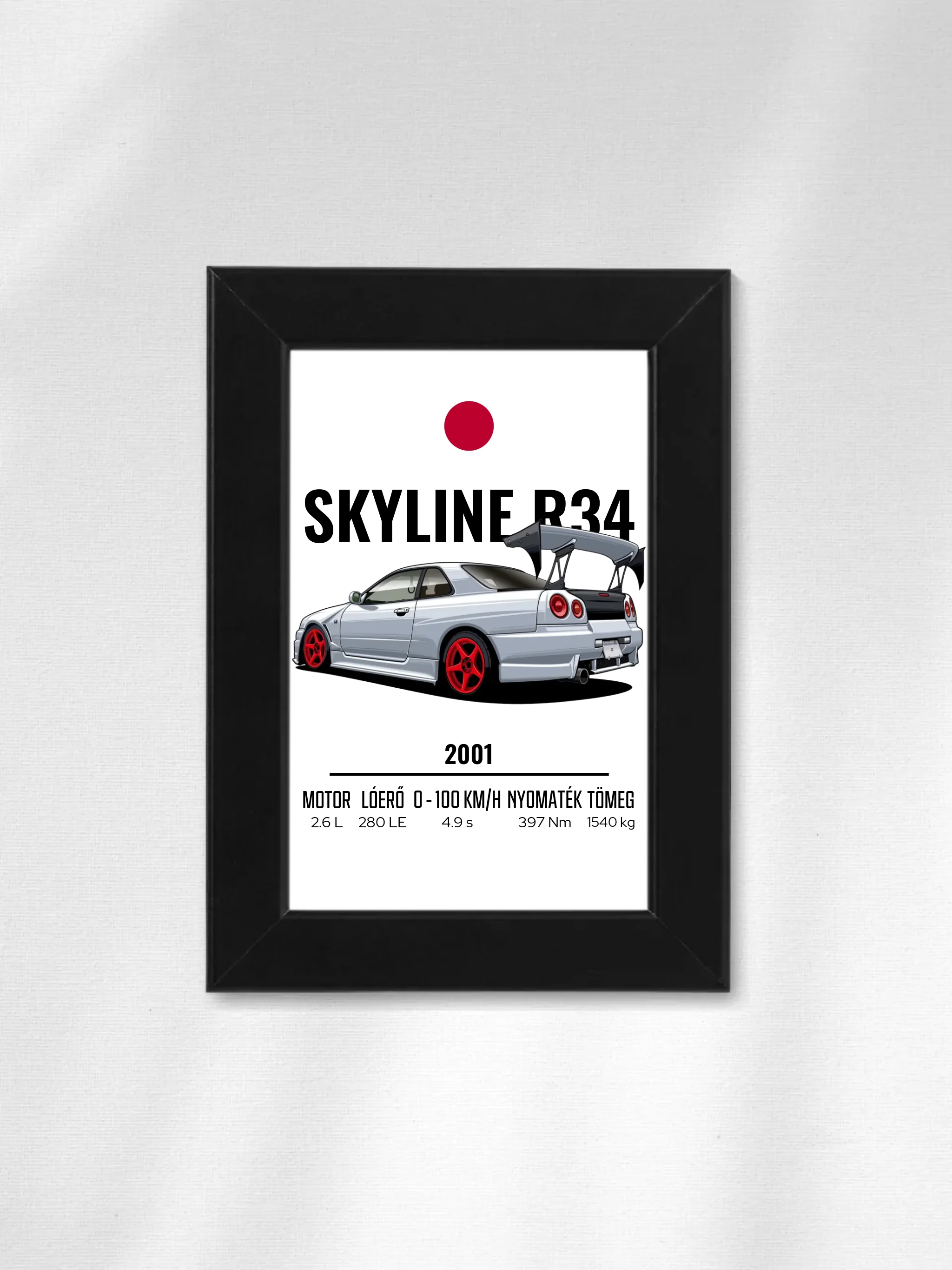 Autó illusztráció - Skyline R34 18. - Falikép