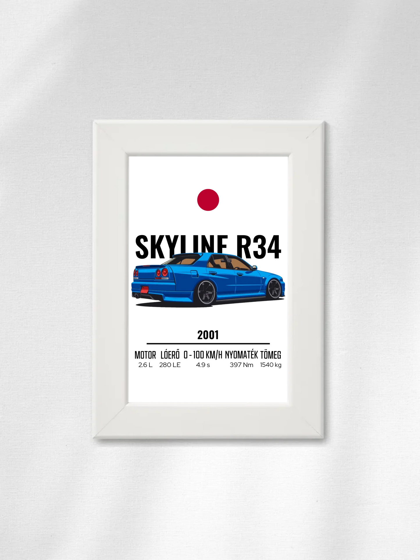 Autó illusztráció - Skyline R34 27. - Falikép