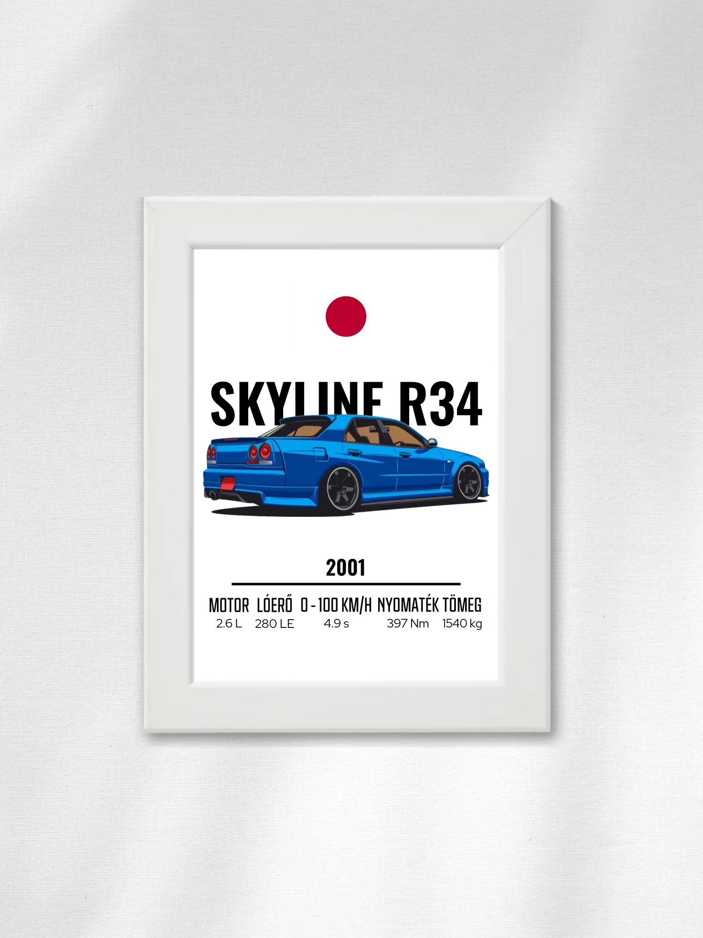 Autó illusztráció - Skyline R34 27. - Falikép