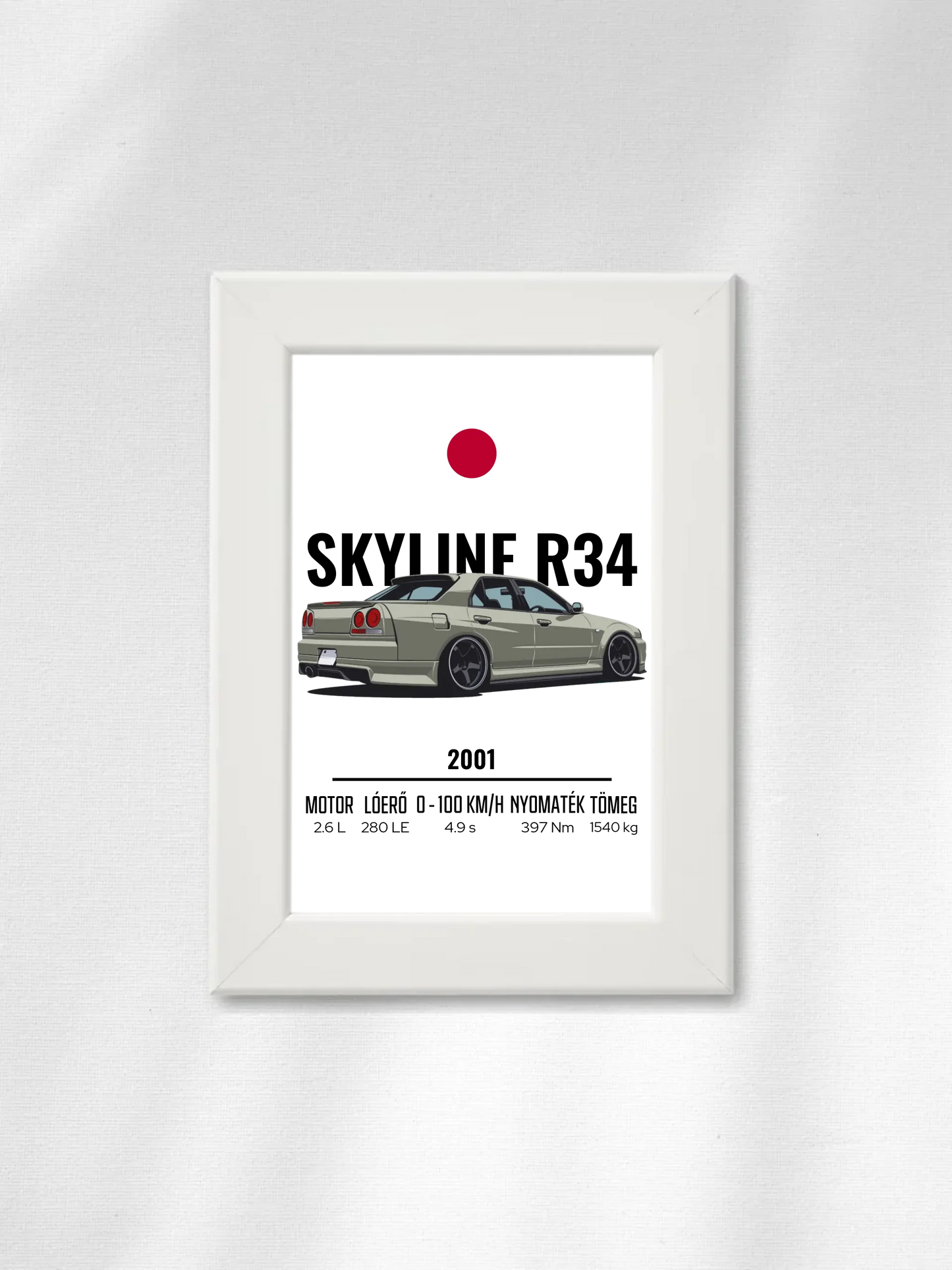 Autó illusztráció - Skyline R34 28. - Falikép