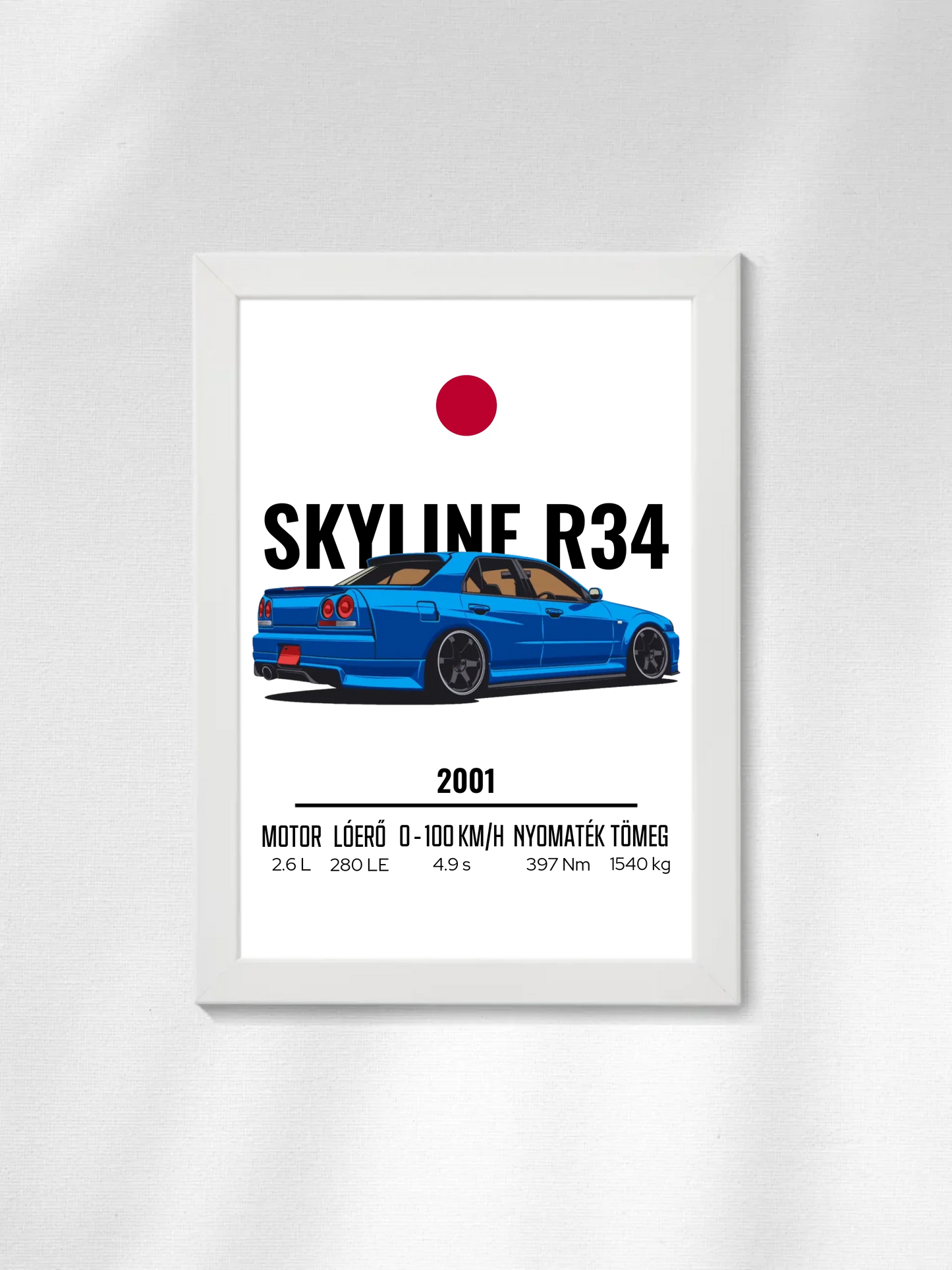 Autó illusztráció - Skyline R34 27. - Falikép